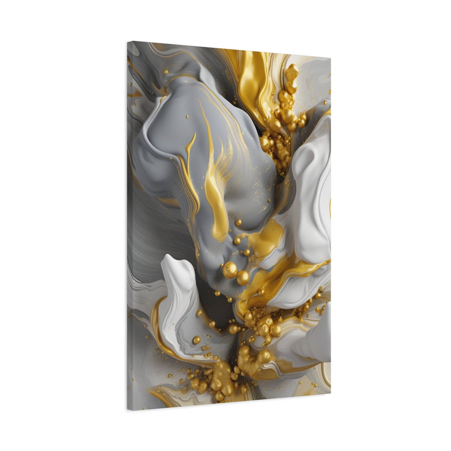 Gold, White, and Gray Liquid Fluid Modern Wall Art- part 2