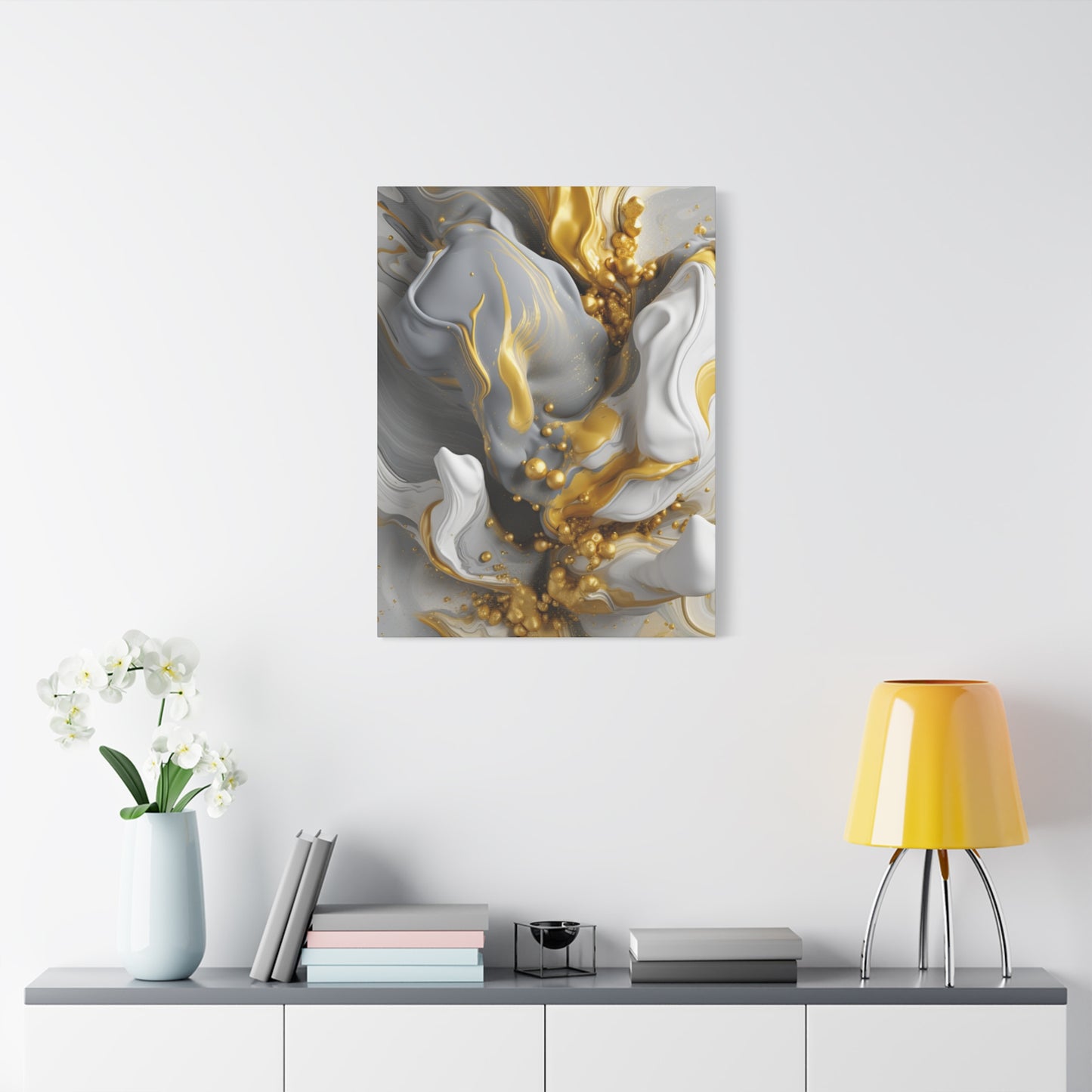 Gold, White, and Gray Liquid Fluid Modern Wall Art- part 2