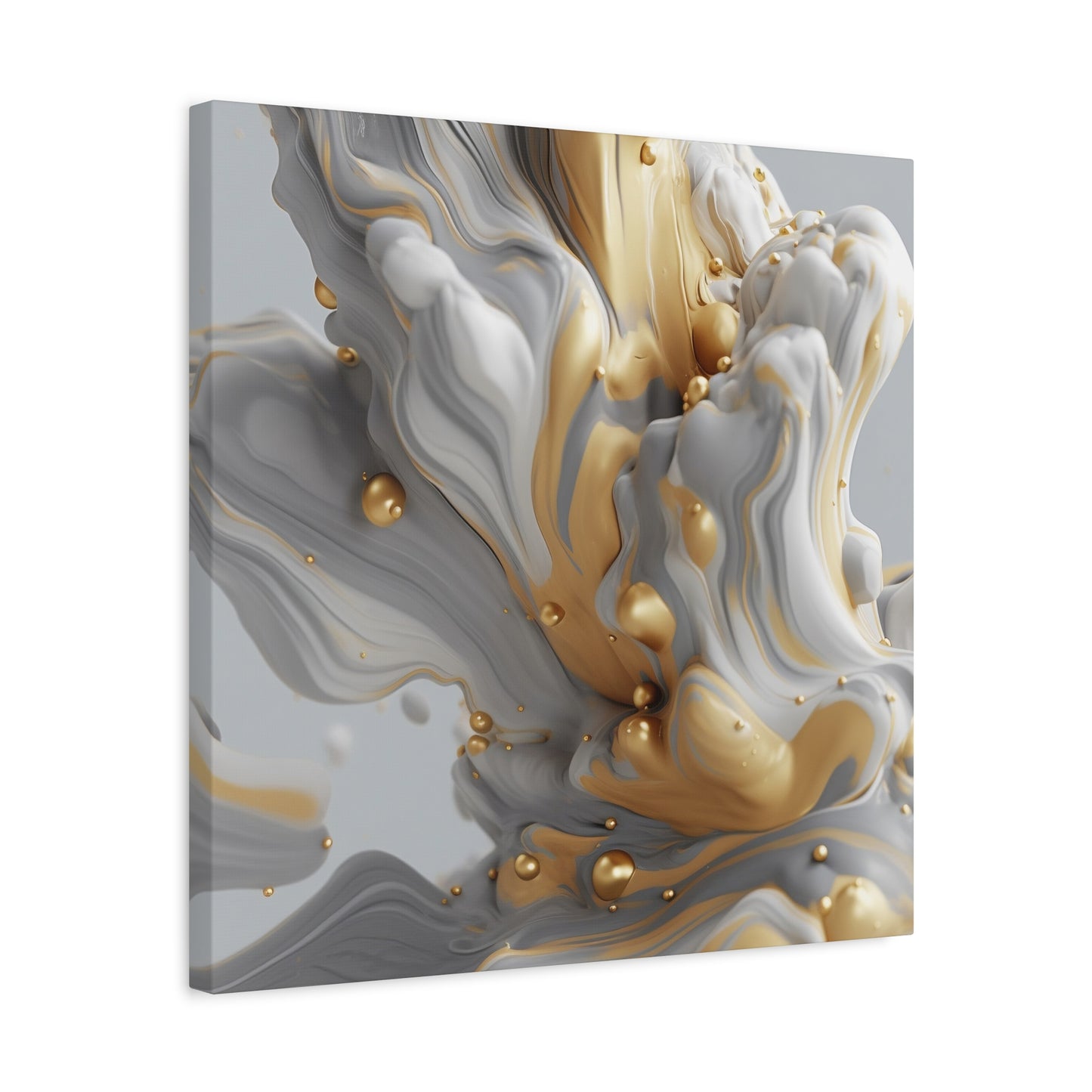 Gold, White, and Gray Liquid Fluid Modern Wall Art - part 2