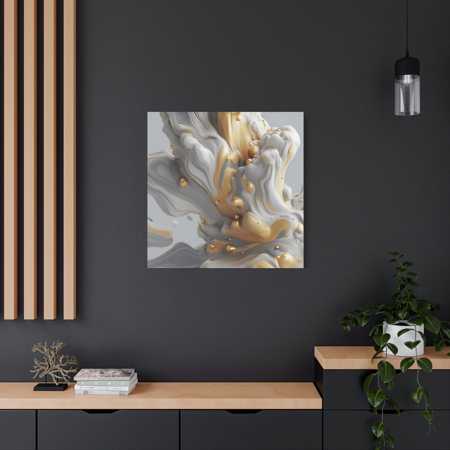 Gold, White, and Gray Liquid Fluid Modern Wall Art - part 2