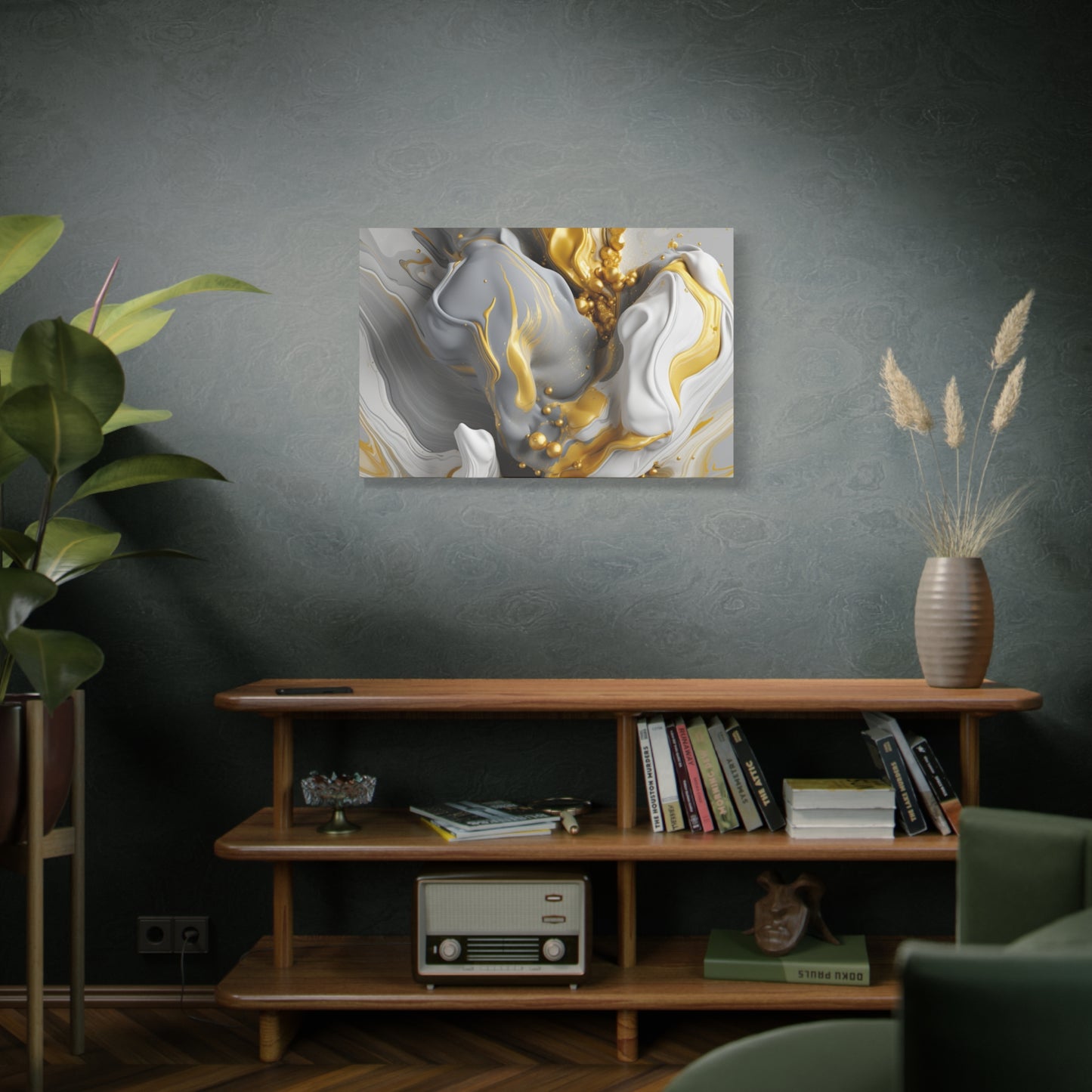 Gold, White, and Gray Liquid Fluid Modern Wall Art- part 2