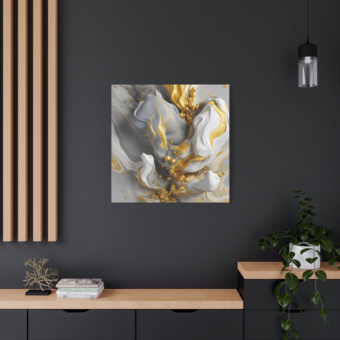 Gold, White, and Gray Liquid Fluid Modern Wall Art- part 2