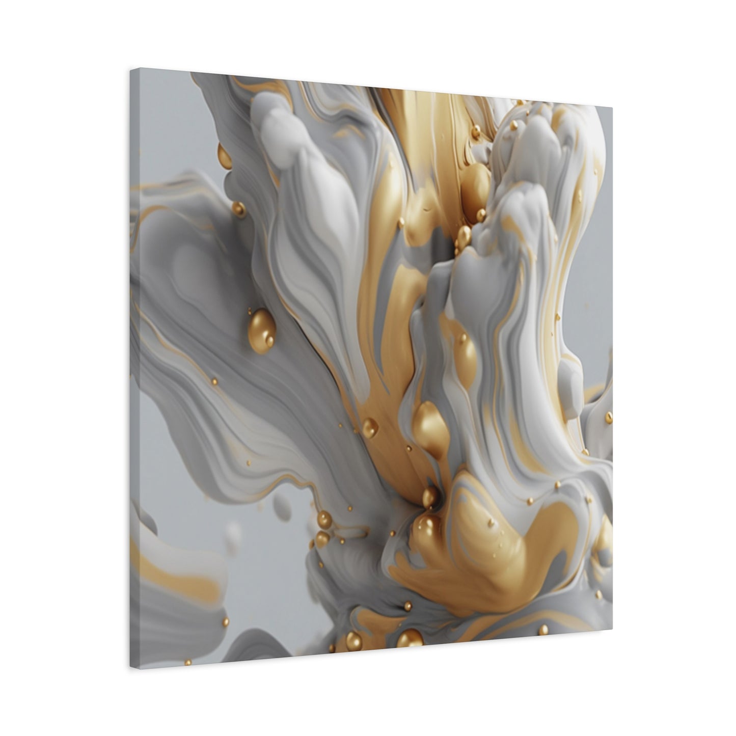 Gold, White, and Gray Liquid Fluid Modern Wall Art - part 2
