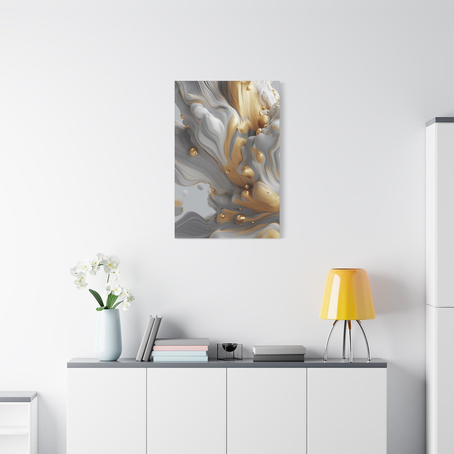 Gold, White, and Gray Liquid Fluid Modern Wall Art - part 2