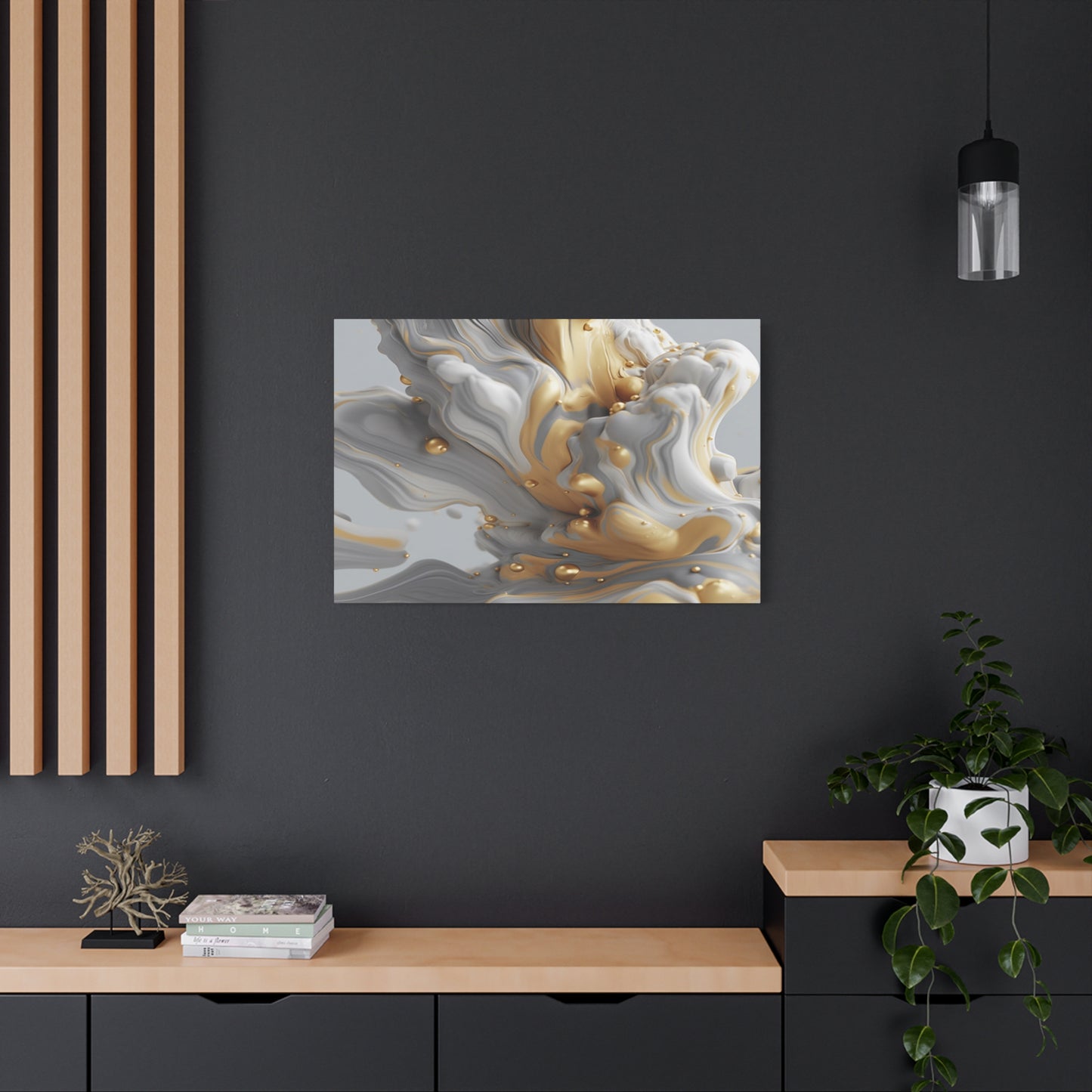 Gold, White, and Gray Liquid Fluid Modern Wall Art - part 2