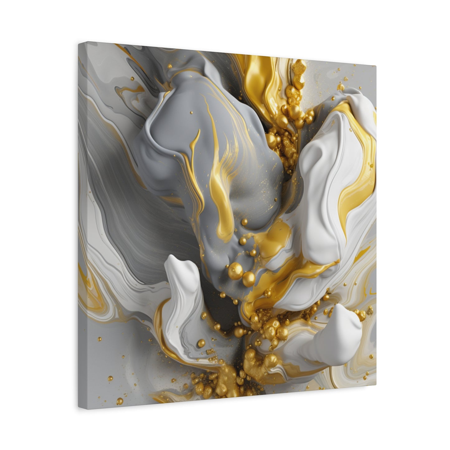 Gold, White, and Gray Liquid Fluid Modern Wall Art- part 2