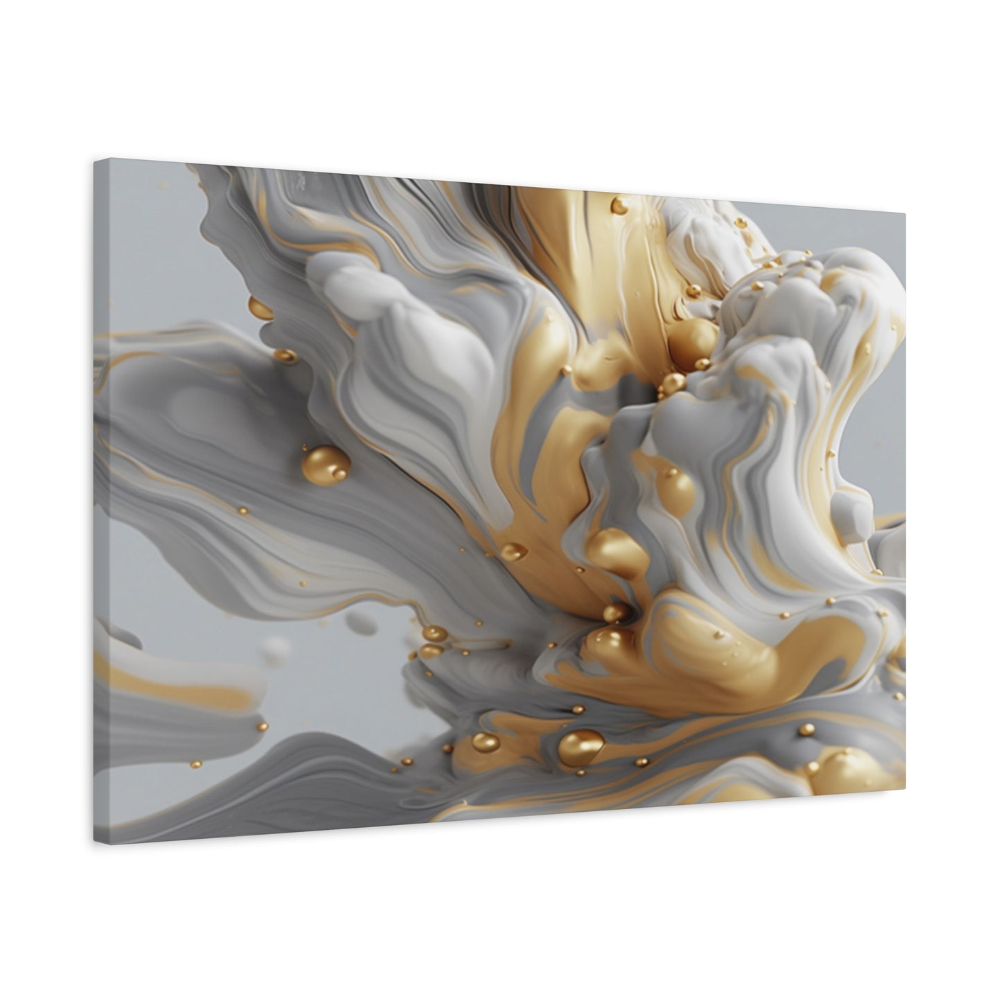 Gold, White, and Gray Liquid Fluid Modern Wall Art - part 2