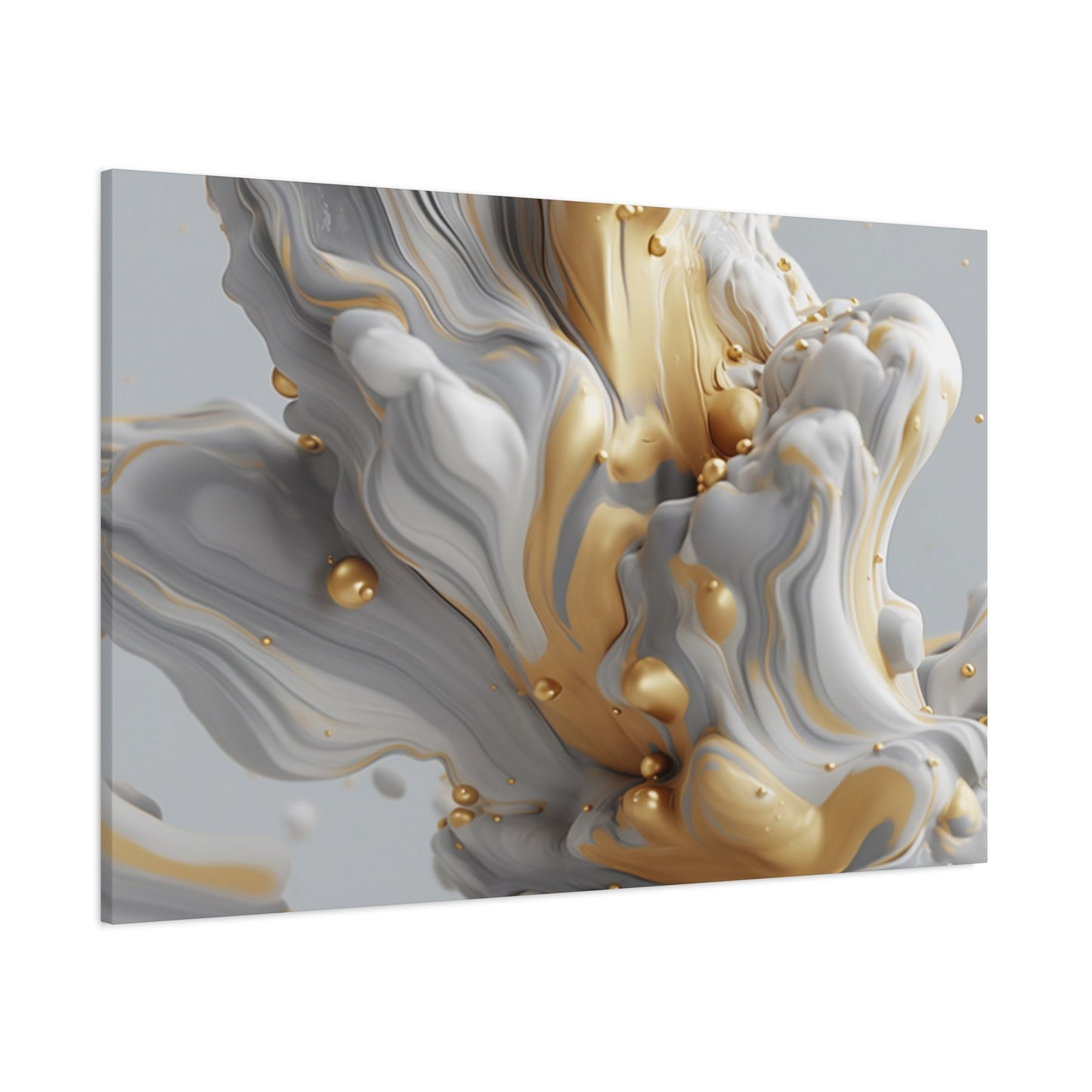 Gold, White, and Gray Liquid Fluid Modern Wall Art - part 2