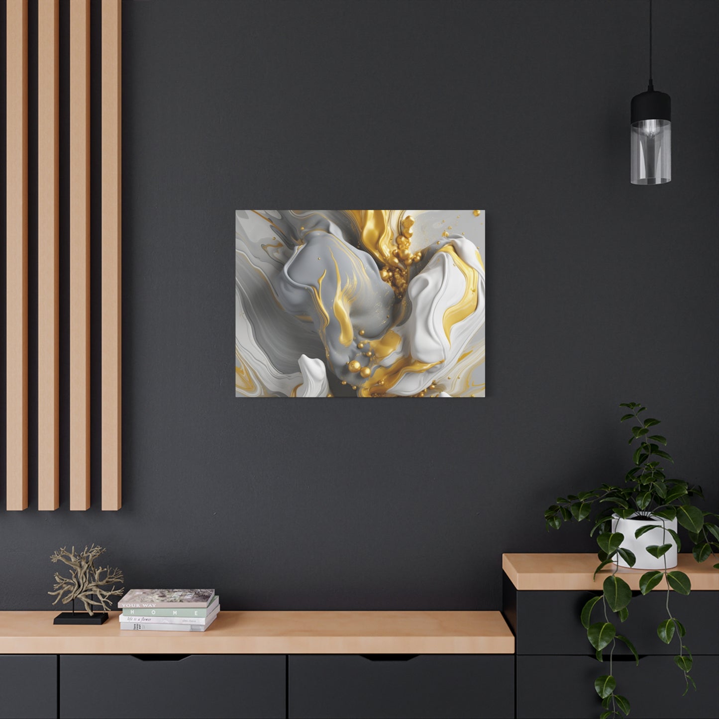 Gold, White, and Gray Liquid Fluid Modern Wall Art- part 2