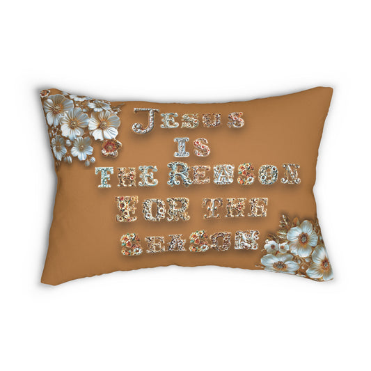 Light brown Jesus is the reason for the season Pillow, Flowers, Christmas Pillows, Christmas Pillow Covers, Decorative Christmas Pillow