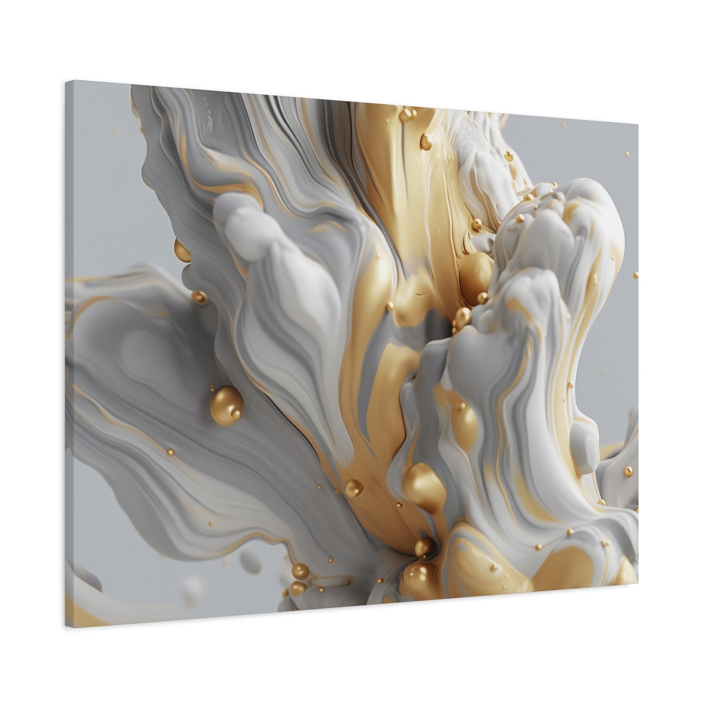 Gold, White, and Gray Liquid Fluid Modern Wall Art - part 2