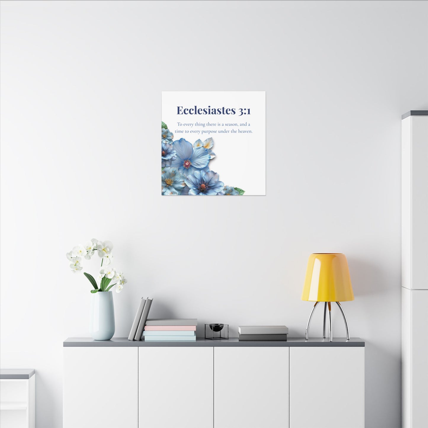 Floral Bible Verse Canvas Print, Inspirational Wall Art, Home Decor, Religious Gift, Motivational Quote Decoration, Stretched Artwork