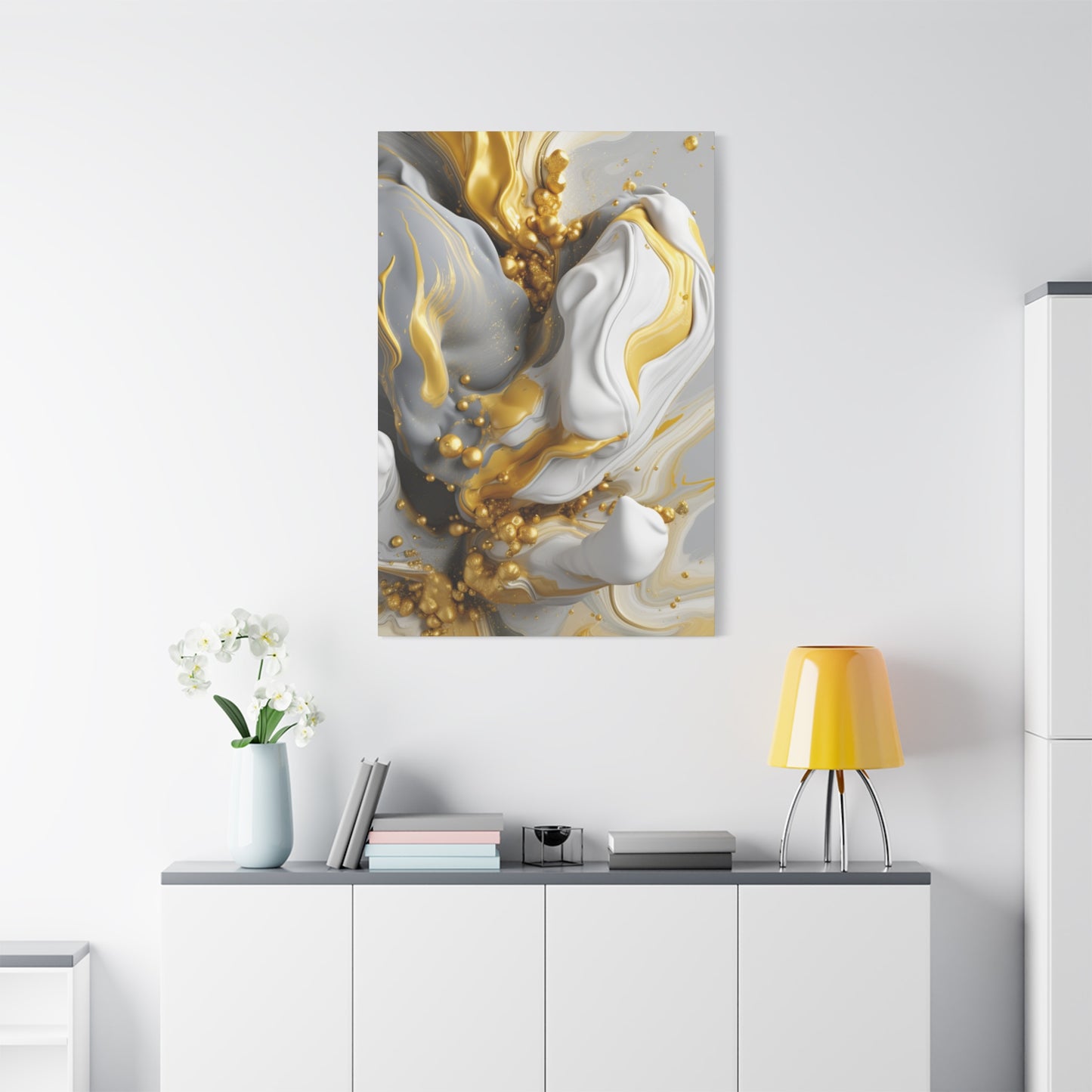 Gold, White, and Gray Liquid Fluid Modern Wall Art- part 2
