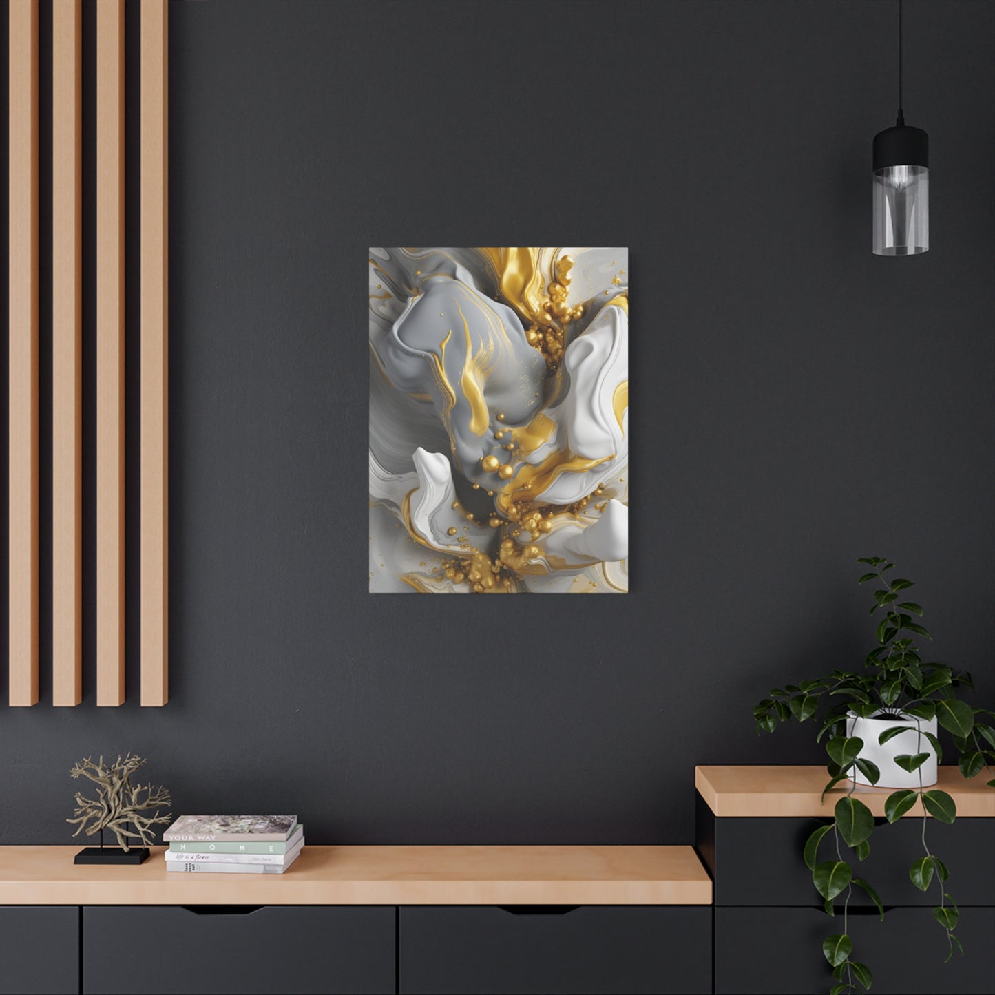 Gold, White, and Gray Liquid Fluid Modern Wall Art- part 2