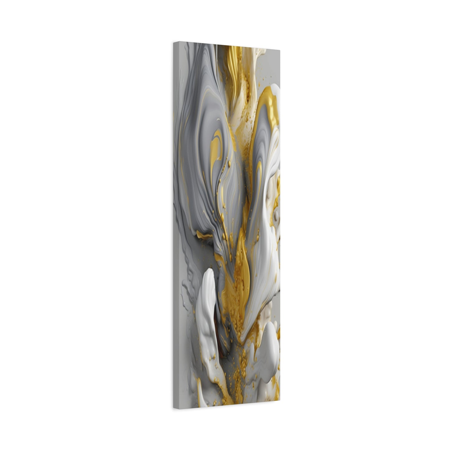 Gold, White, and Gray Liquid Fluid Modern Wall Art