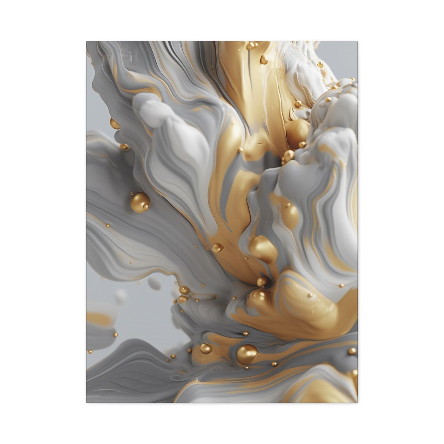 Gold, White, and Gray Liquid Fluid Modern Wall Art - part 2