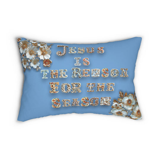 Light blue Jesus is the reason for the season Pillow, Flowers, Christmas Pillows, Christmas Pillow Covers, Decorative Christmas Pillow