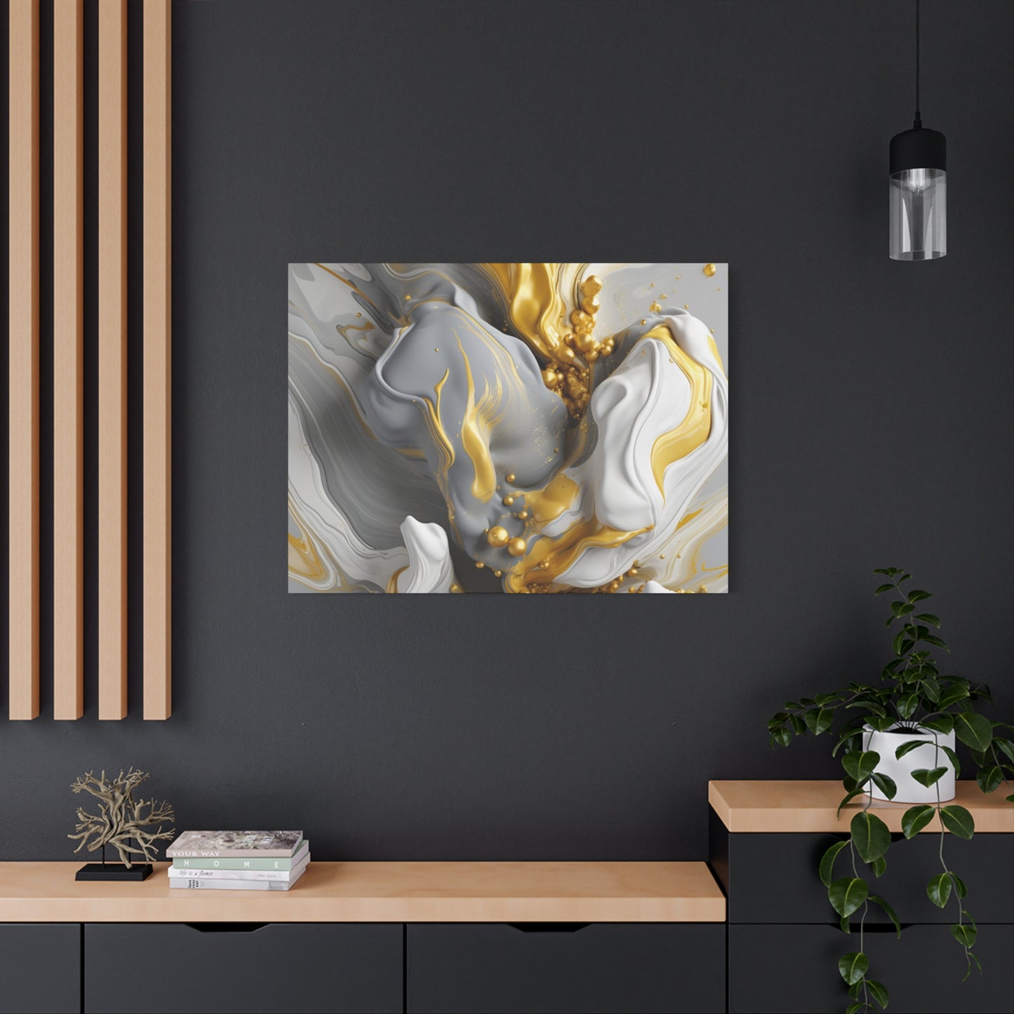 Gold, White, and Gray Liquid Fluid Modern Wall Art- part 2