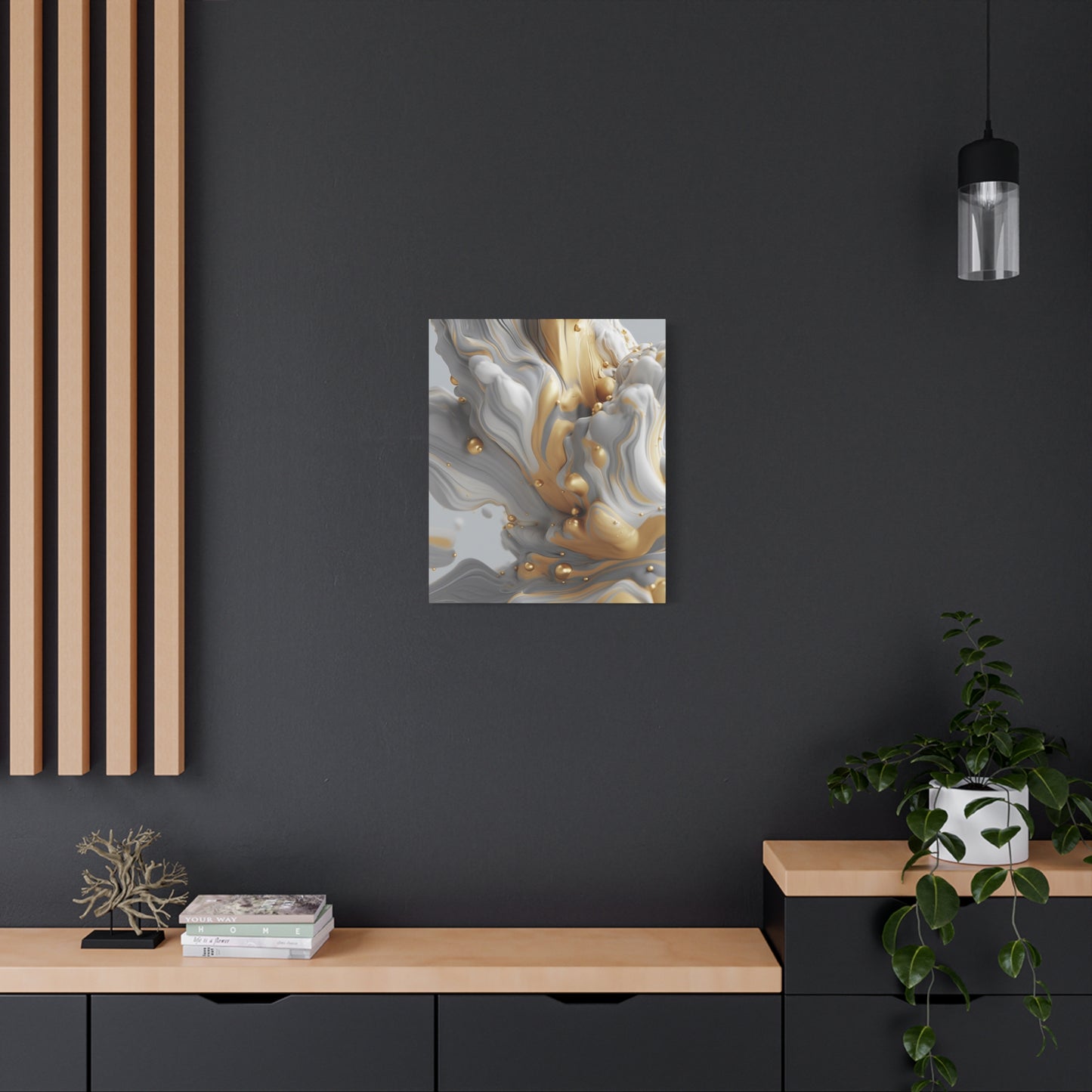 Gold, White, and Gray Liquid Fluid Modern Wall Art - part 2