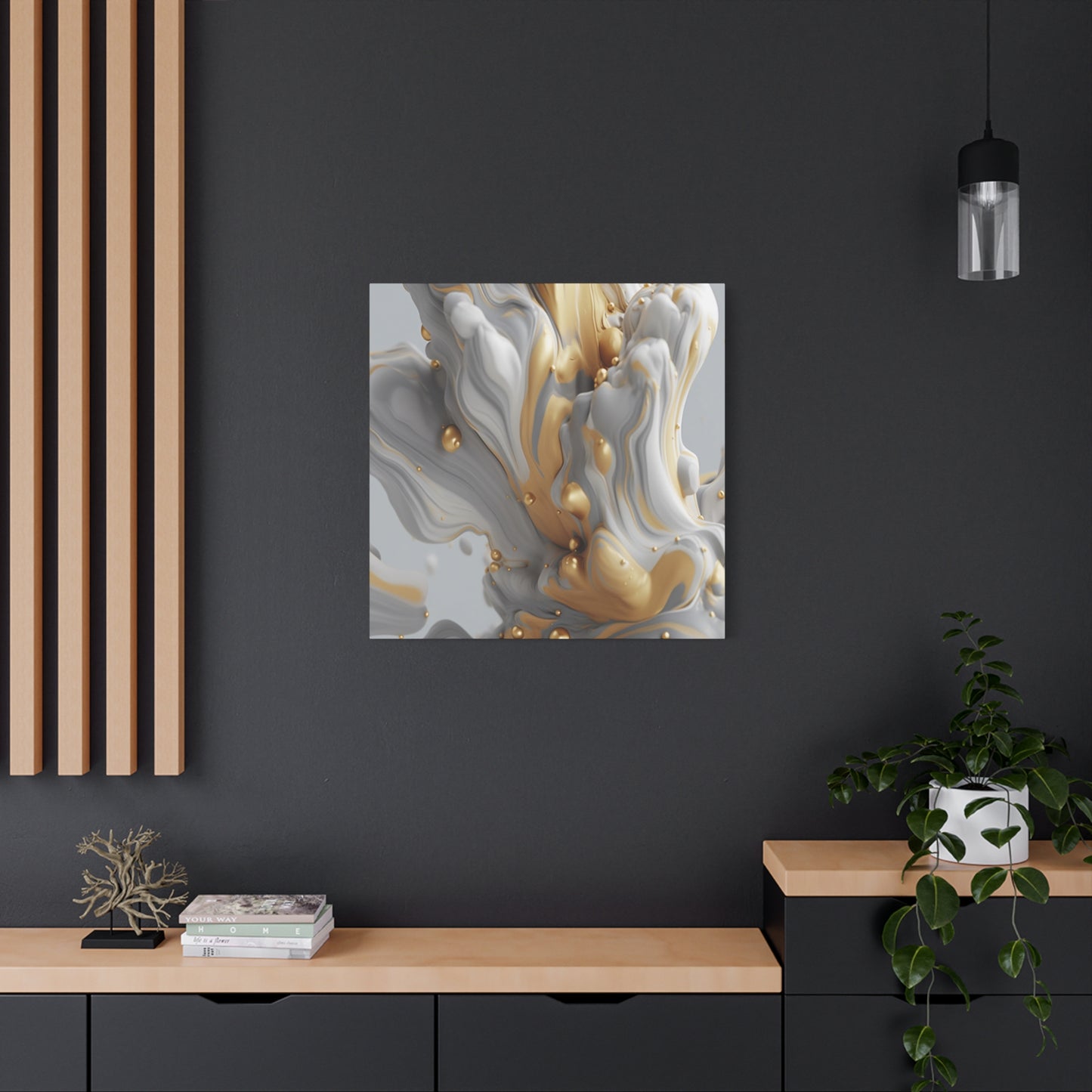 Gold, White, and Gray Liquid Fluid Modern Wall Art - part 2