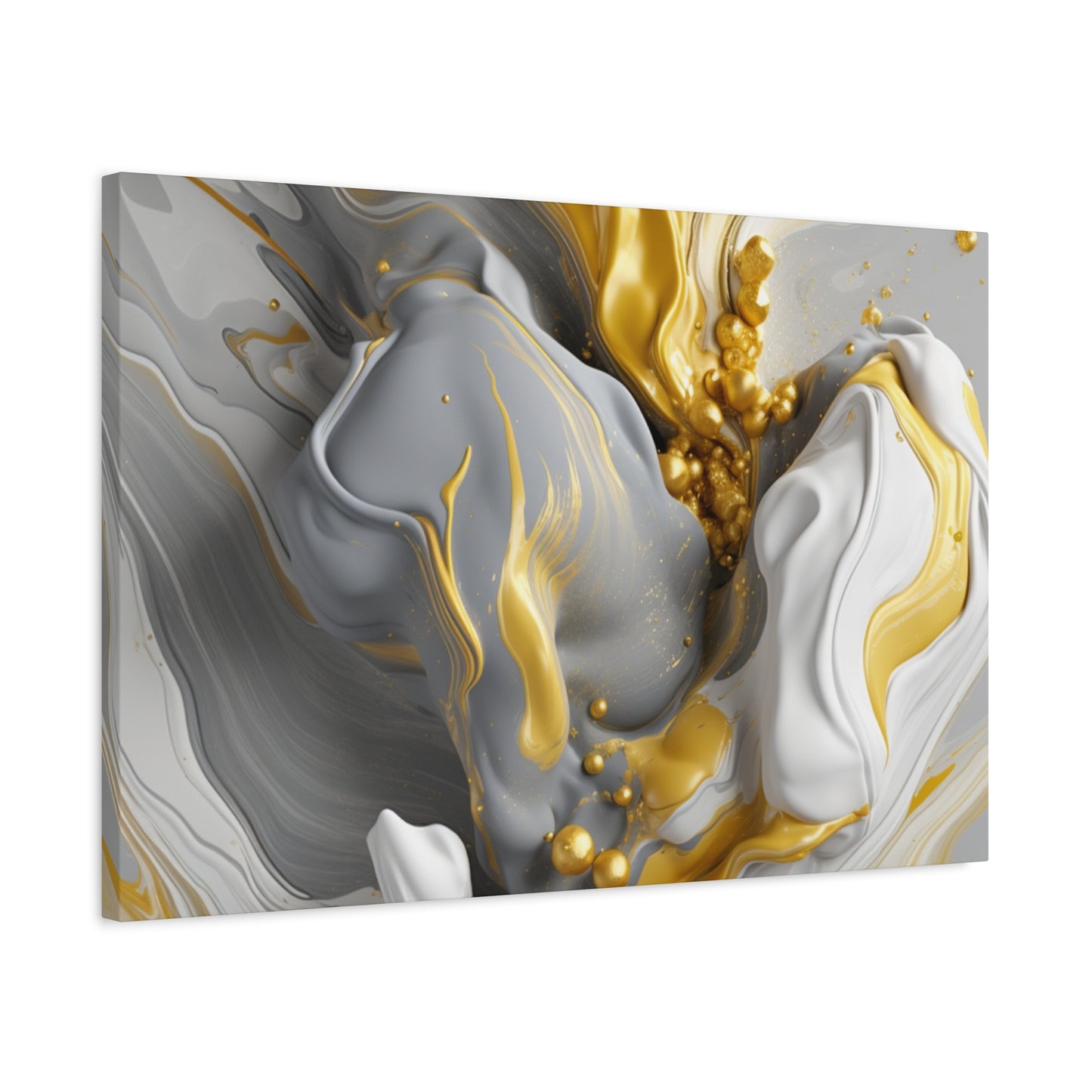 Gold, White, and Gray Liquid Fluid Modern Wall Art- part 2