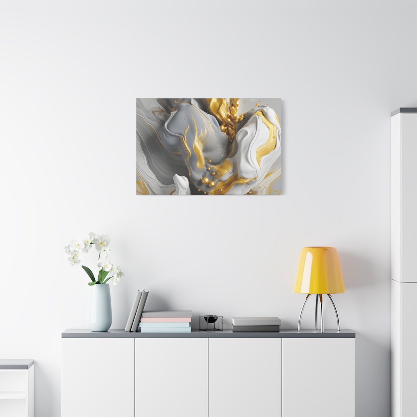 Gold, White, and Gray Liquid Fluid Modern Wall Art- part 2
