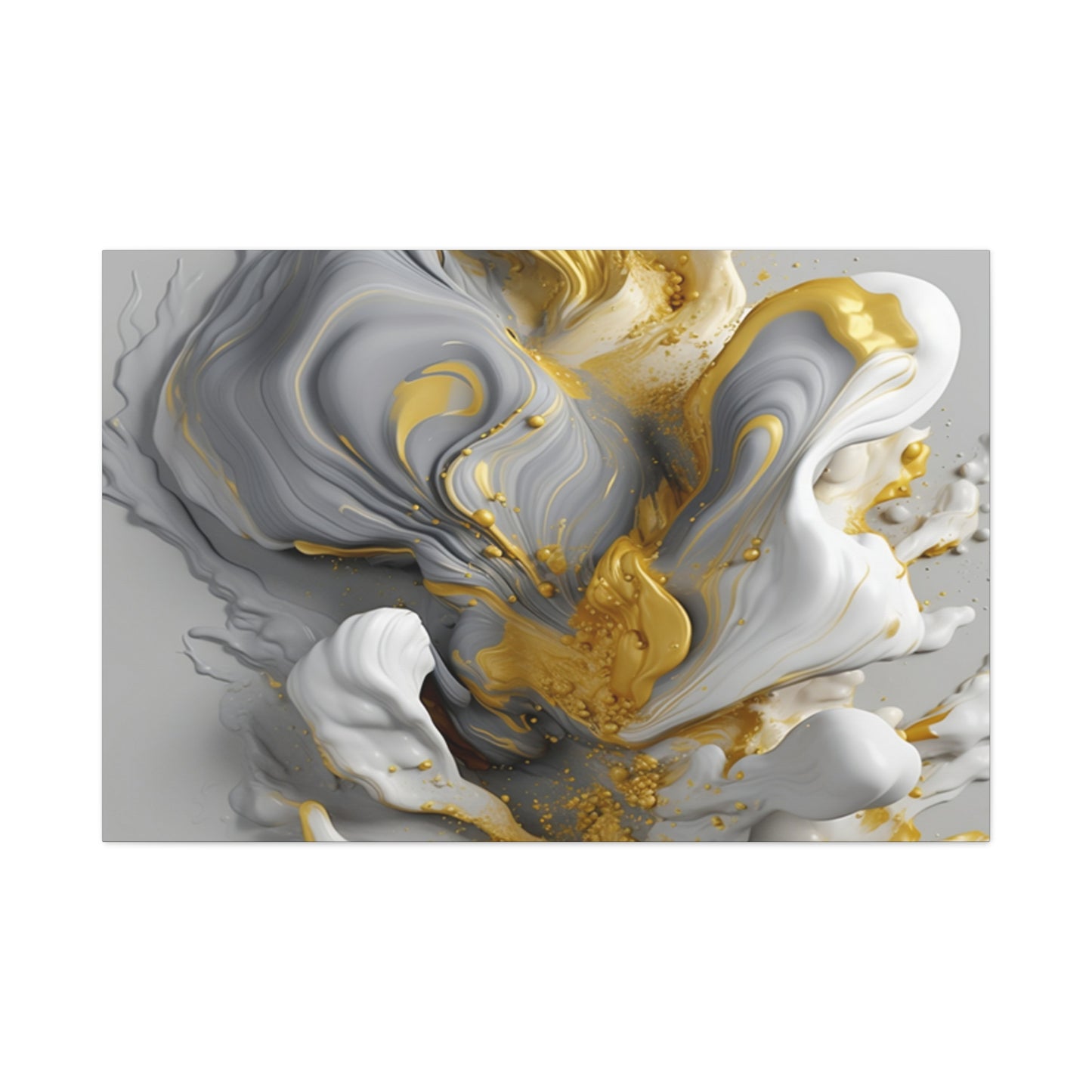 Gold, White, and Gray Liquid Fluid Modern Wall Art