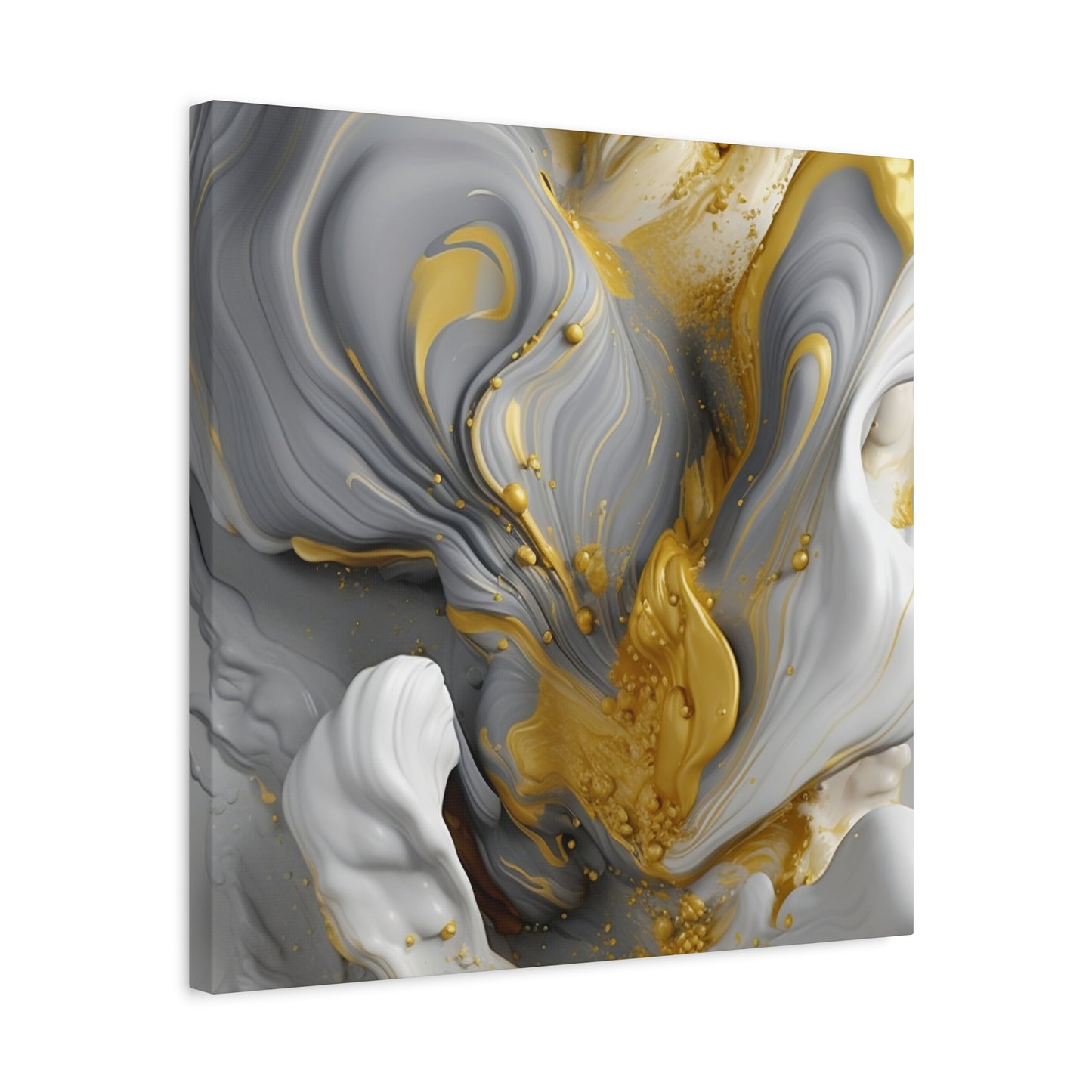 Gold, White, and Gray Liquid Fluid Modern Wall Art