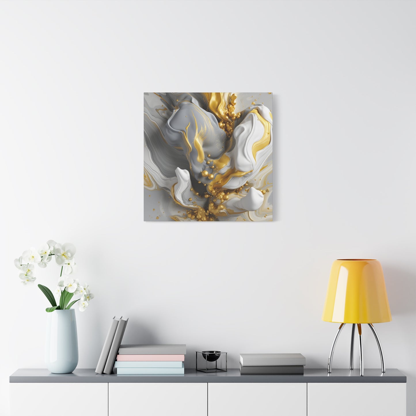 Gold, White, and Gray Liquid Fluid Modern Wall Art- part 2