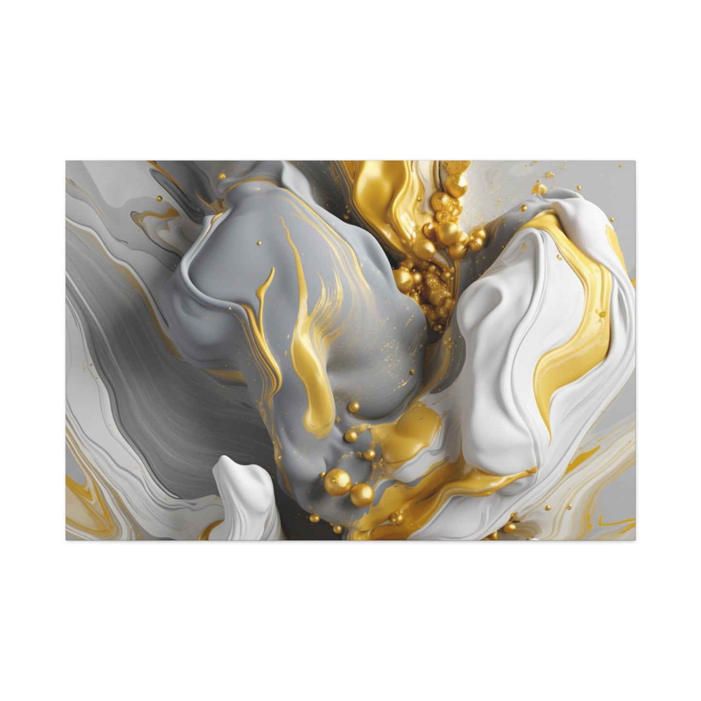 Gold, White, and Gray Liquid Fluid Modern Wall Art- part 2