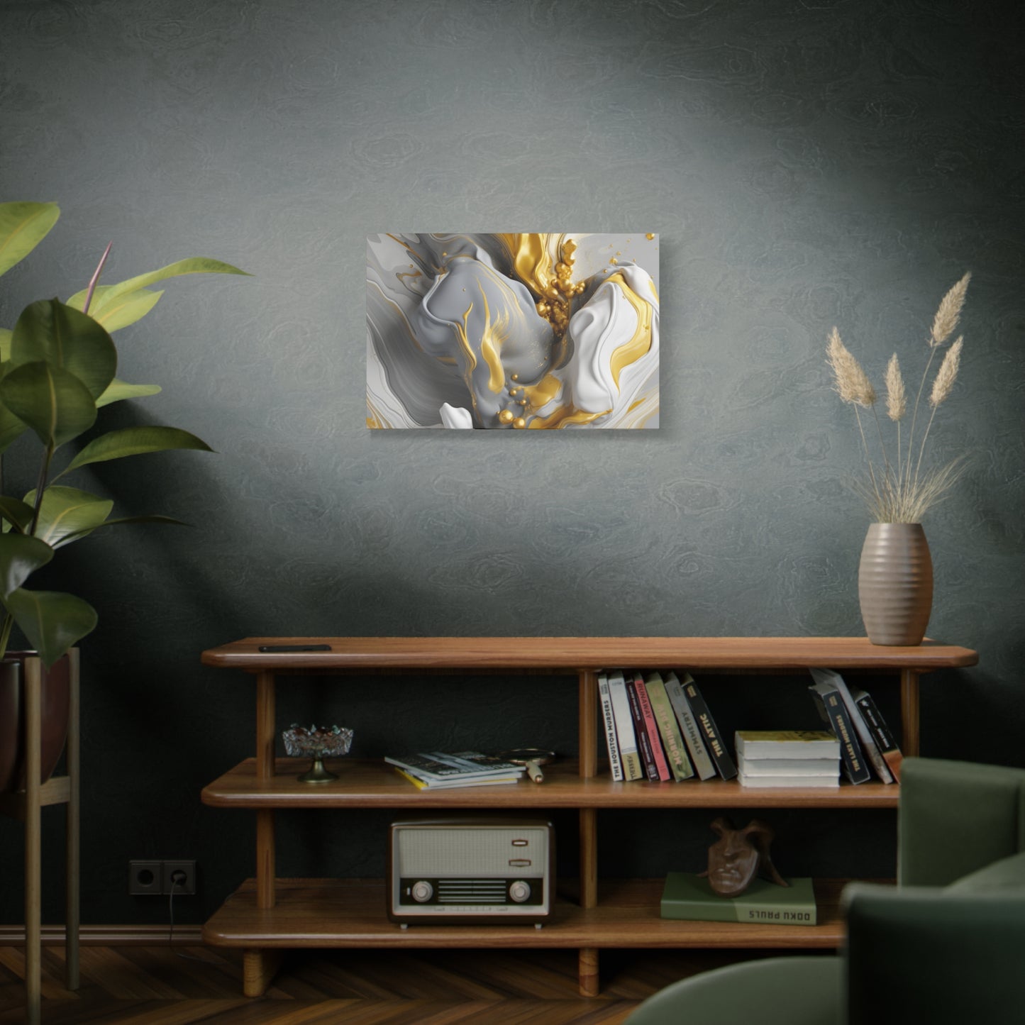 Gold, White, and Gray Liquid Fluid Modern Wall Art- part 2