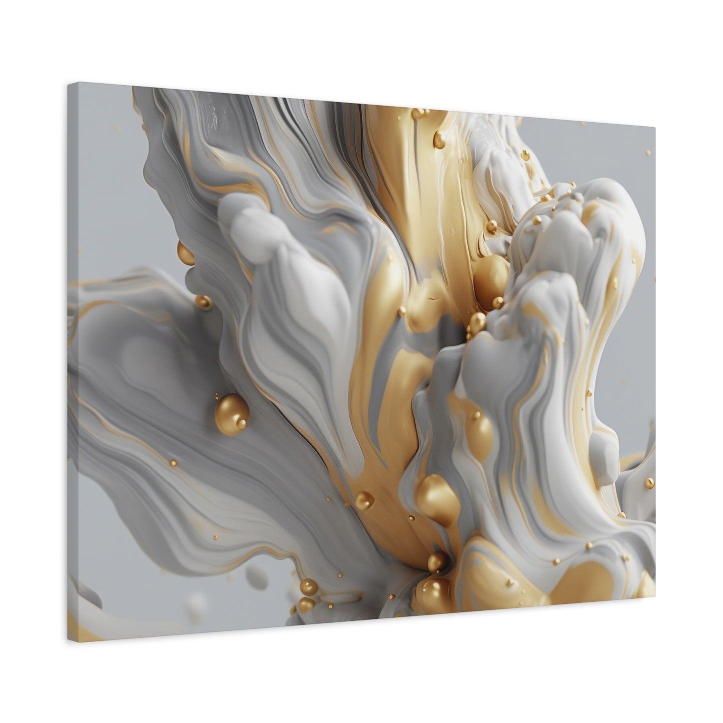 Gold, White, and Gray Liquid Fluid Modern Wall Art - part 2