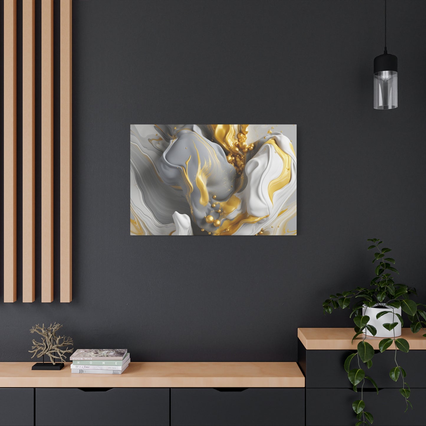 Gold, White, and Gray Liquid Fluid Modern Wall Art- part 2