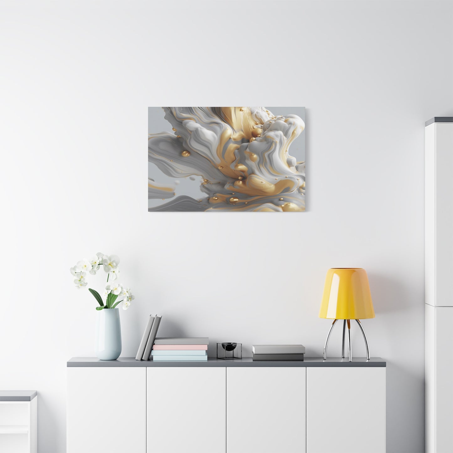 Gold, White, and Gray Liquid Fluid Modern Wall Art - part 2