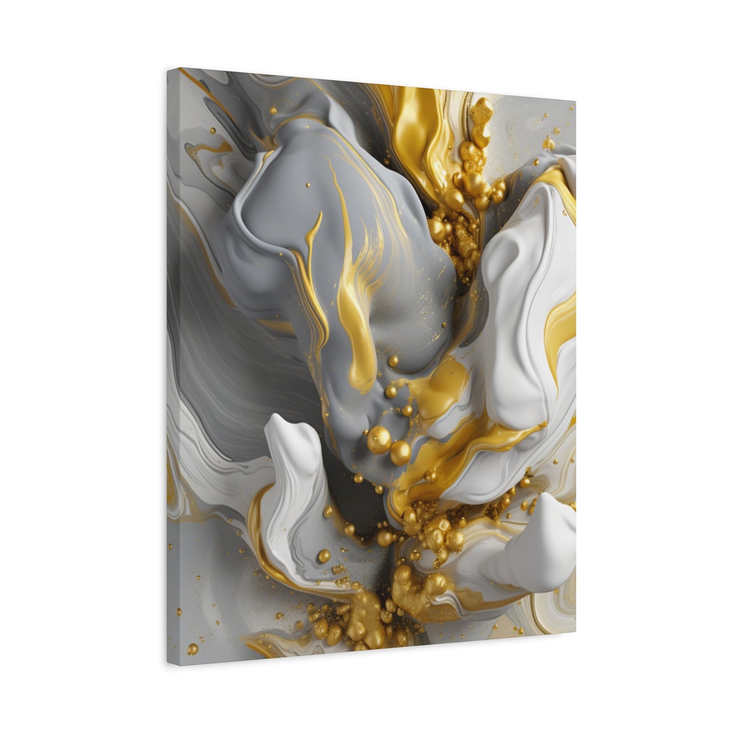 Gold, White, and Gray Liquid Fluid Modern Wall Art- part 2