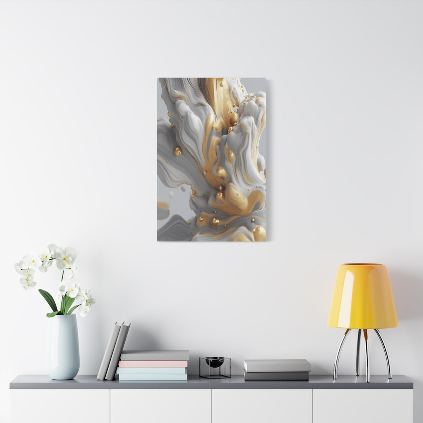 Gold, White, and Gray Liquid Fluid Modern Wall Art - part 2