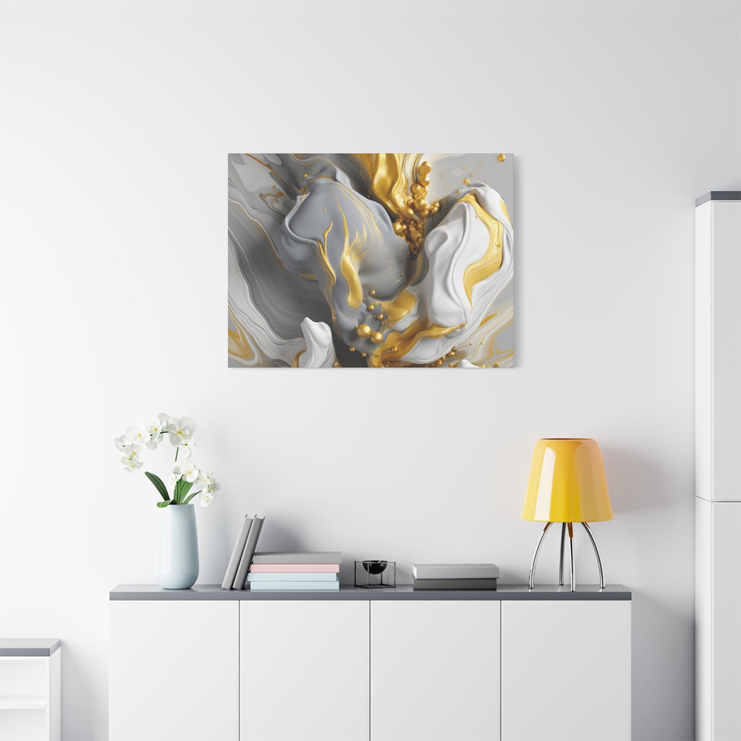 Gold, White, and Gray Liquid Fluid Modern Wall Art- part 2