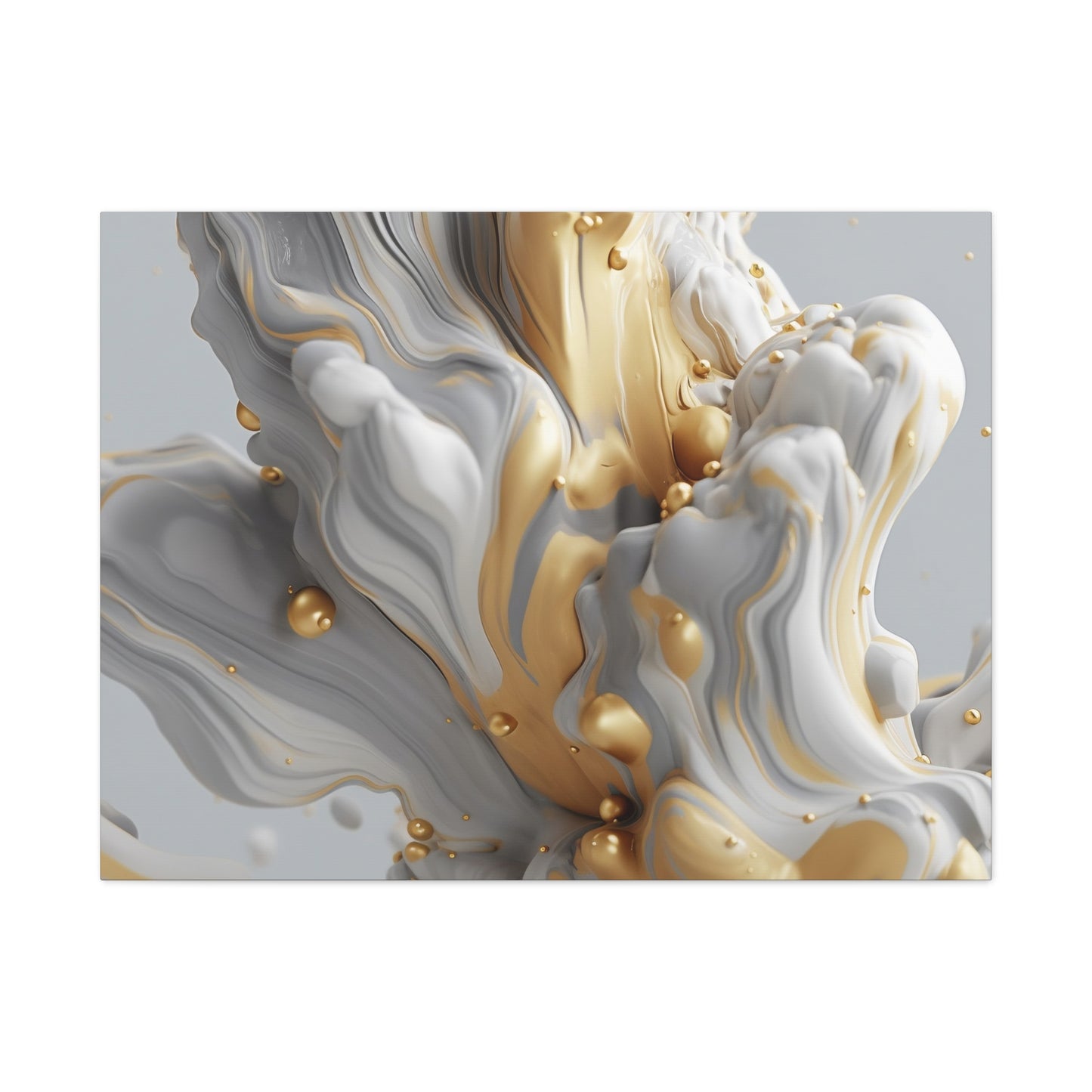 Gold, White, and Gray Liquid Fluid Modern Wall Art - part 2