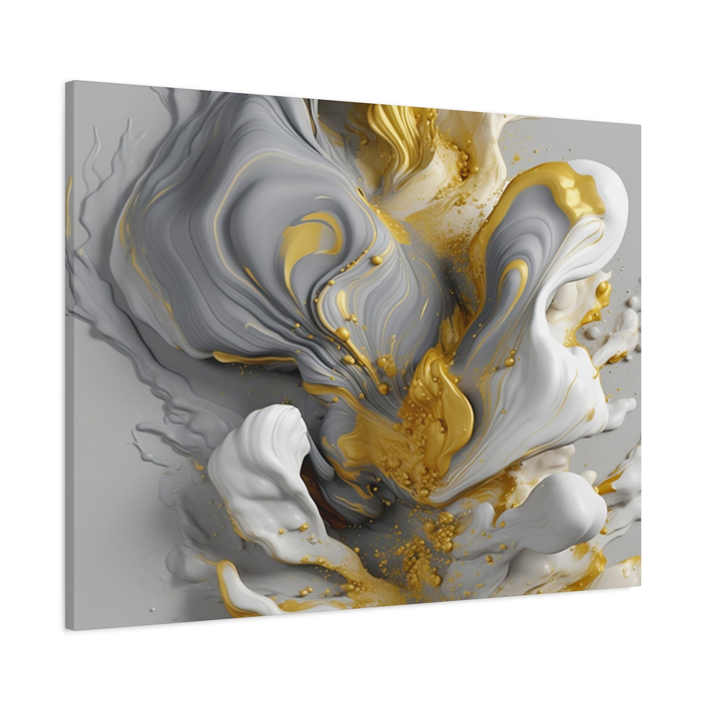 Gold, White, and Gray Liquid Fluid Modern Wall Art