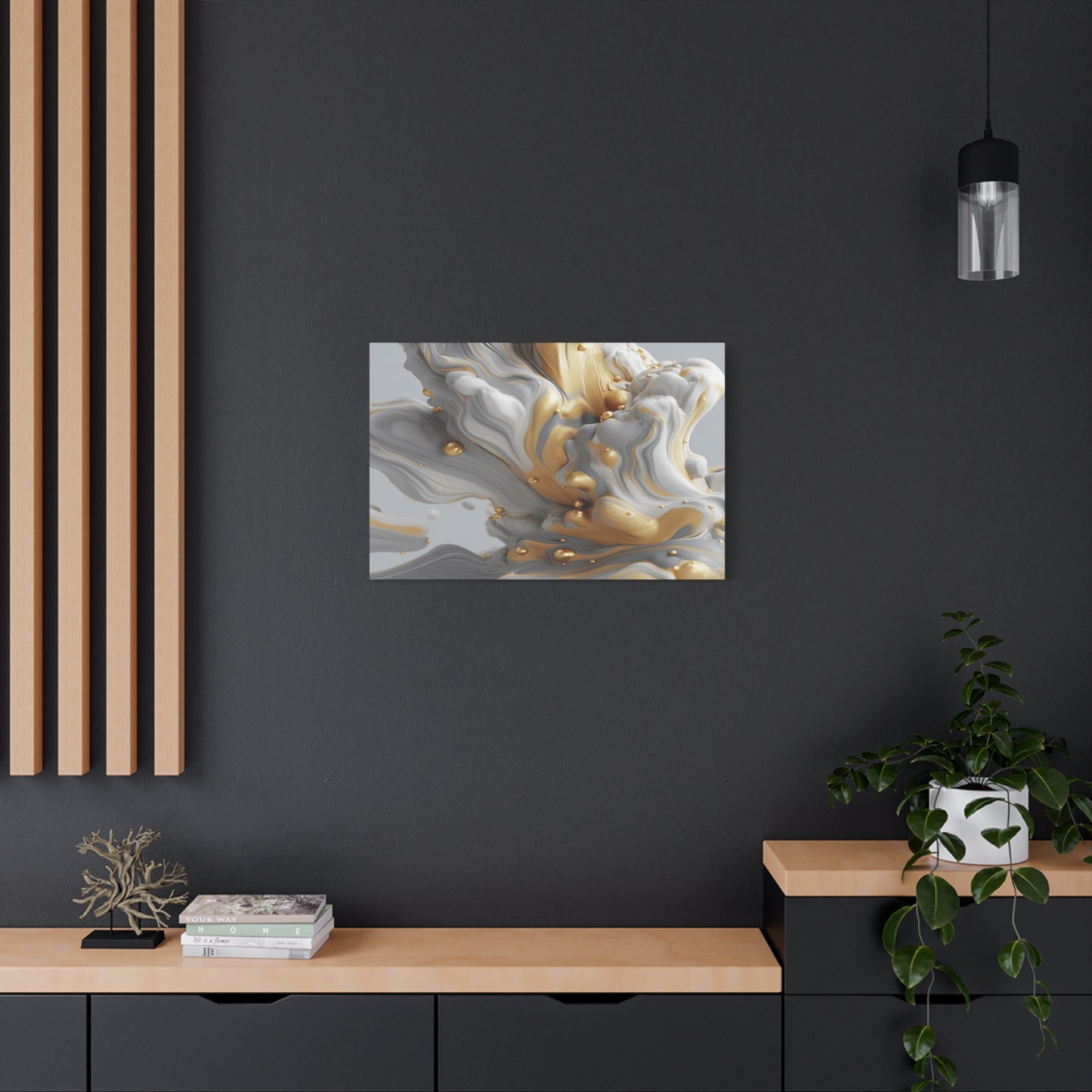 Gold, White, and Gray Liquid Fluid Modern Wall Art - part 2