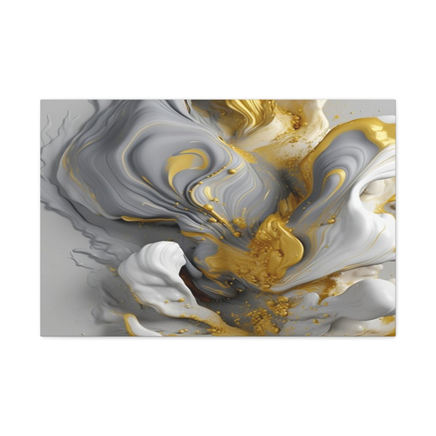Gold, White, and Gray Liquid Fluid Modern Wall Art