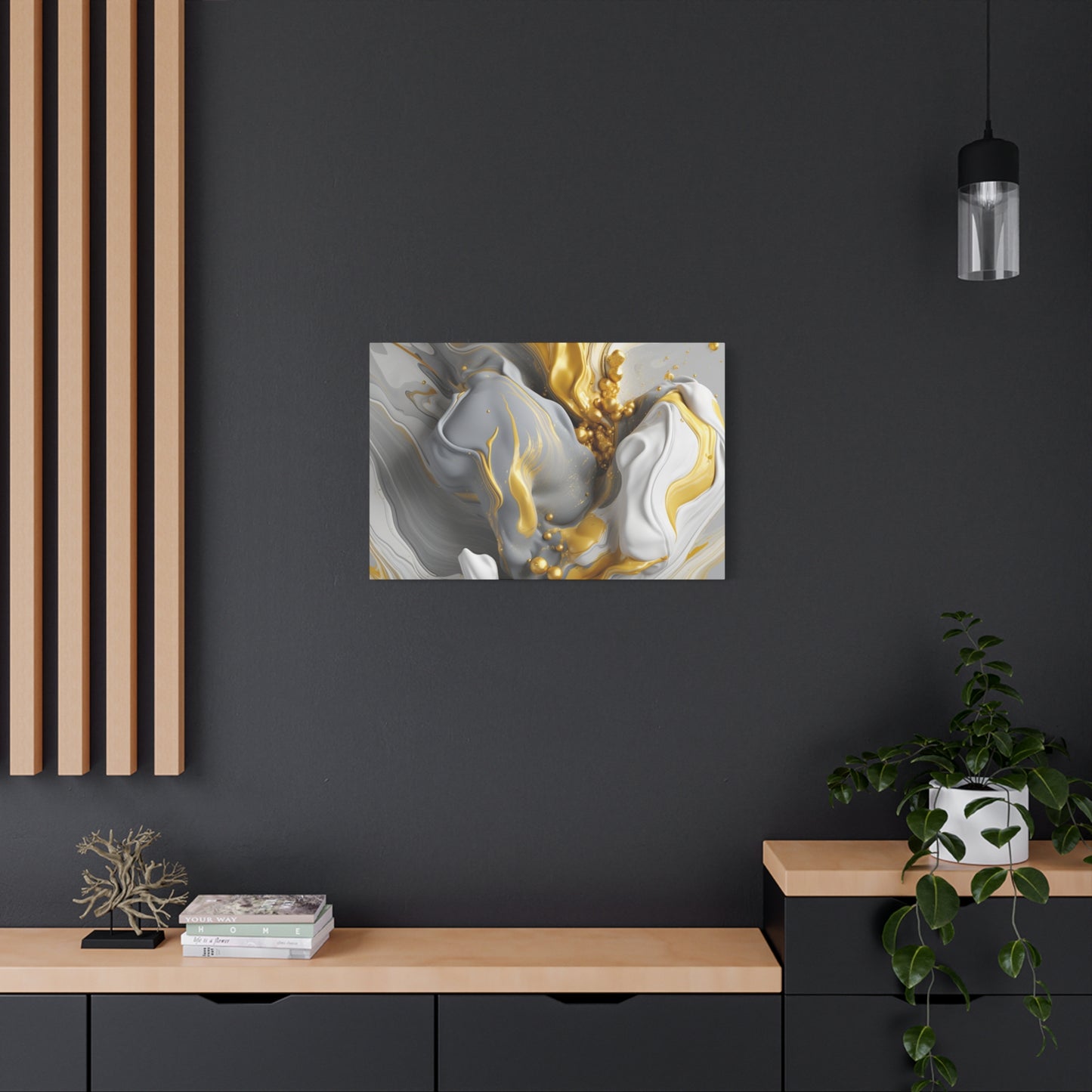 Gold, White, and Gray Liquid Fluid Modern Wall Art- part 2