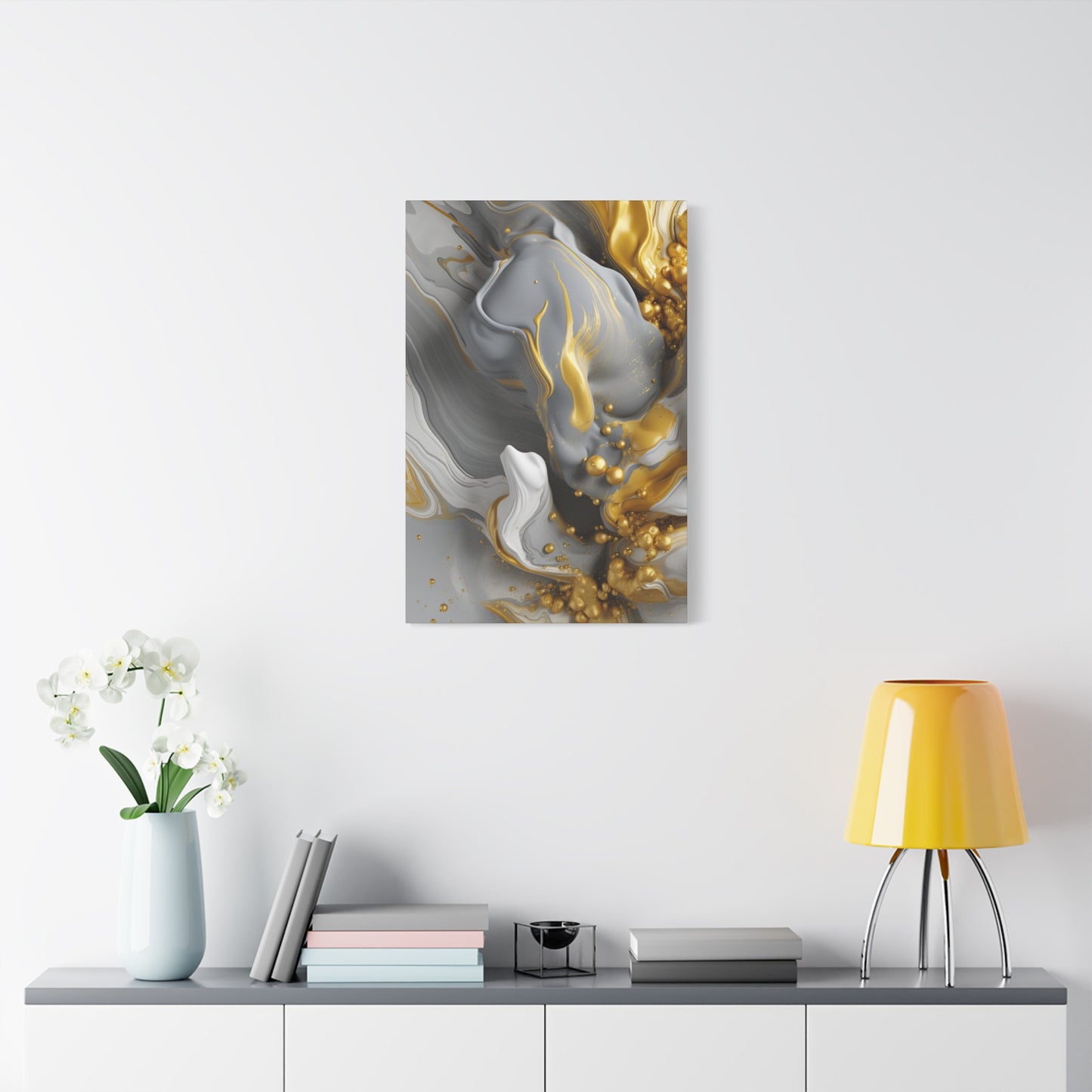 Gold, White, and Gray Liquid Fluid Modern Wall Art- part 2