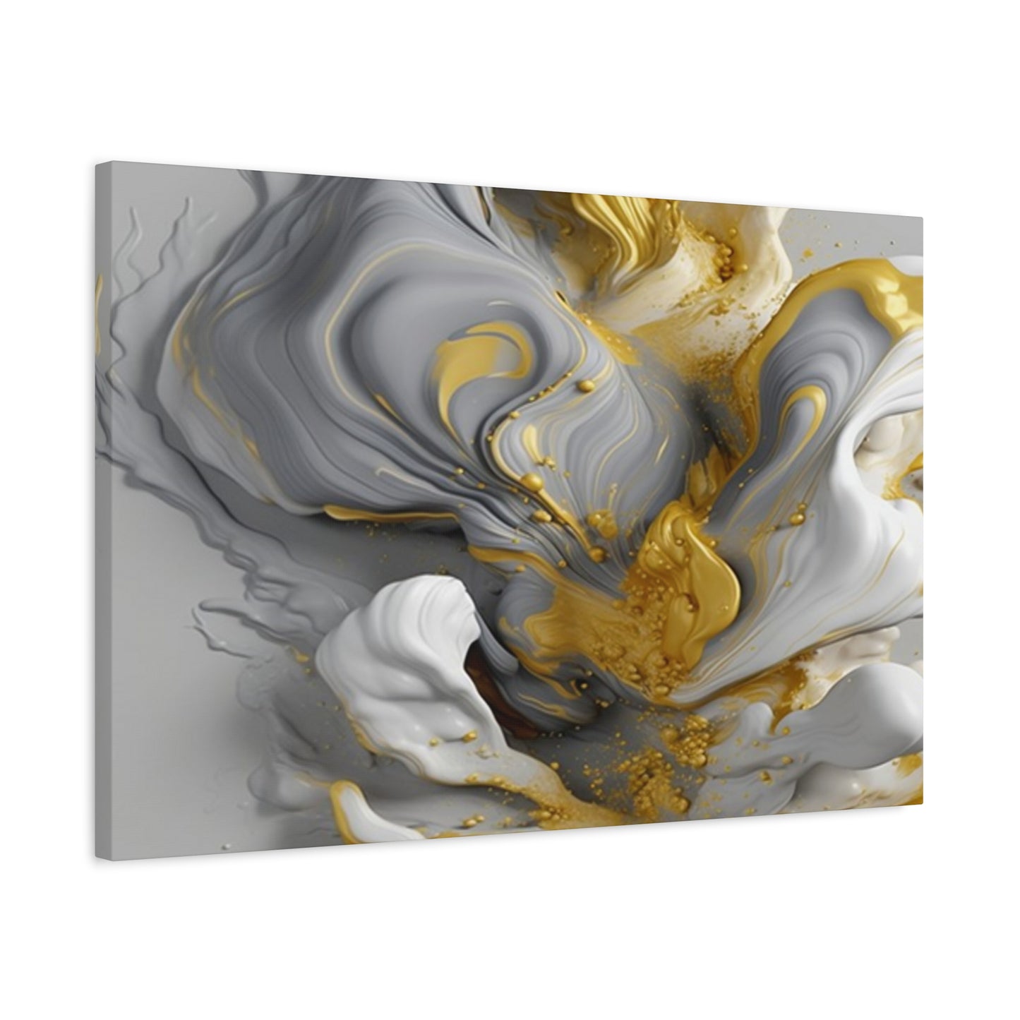 Gold, White, and Gray Liquid Fluid Modern Wall Art