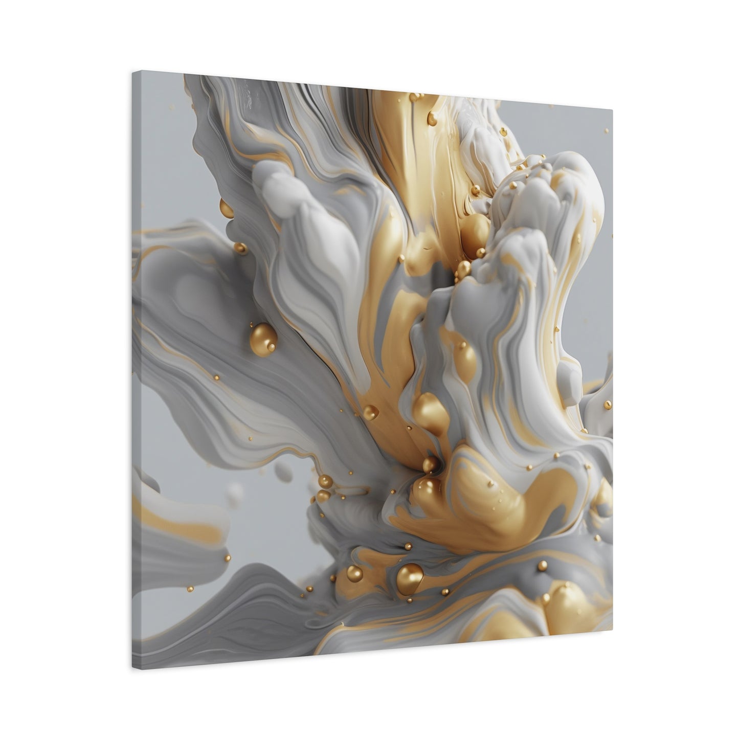 Gold, White, and Gray Liquid Fluid Modern Wall Art - part 2