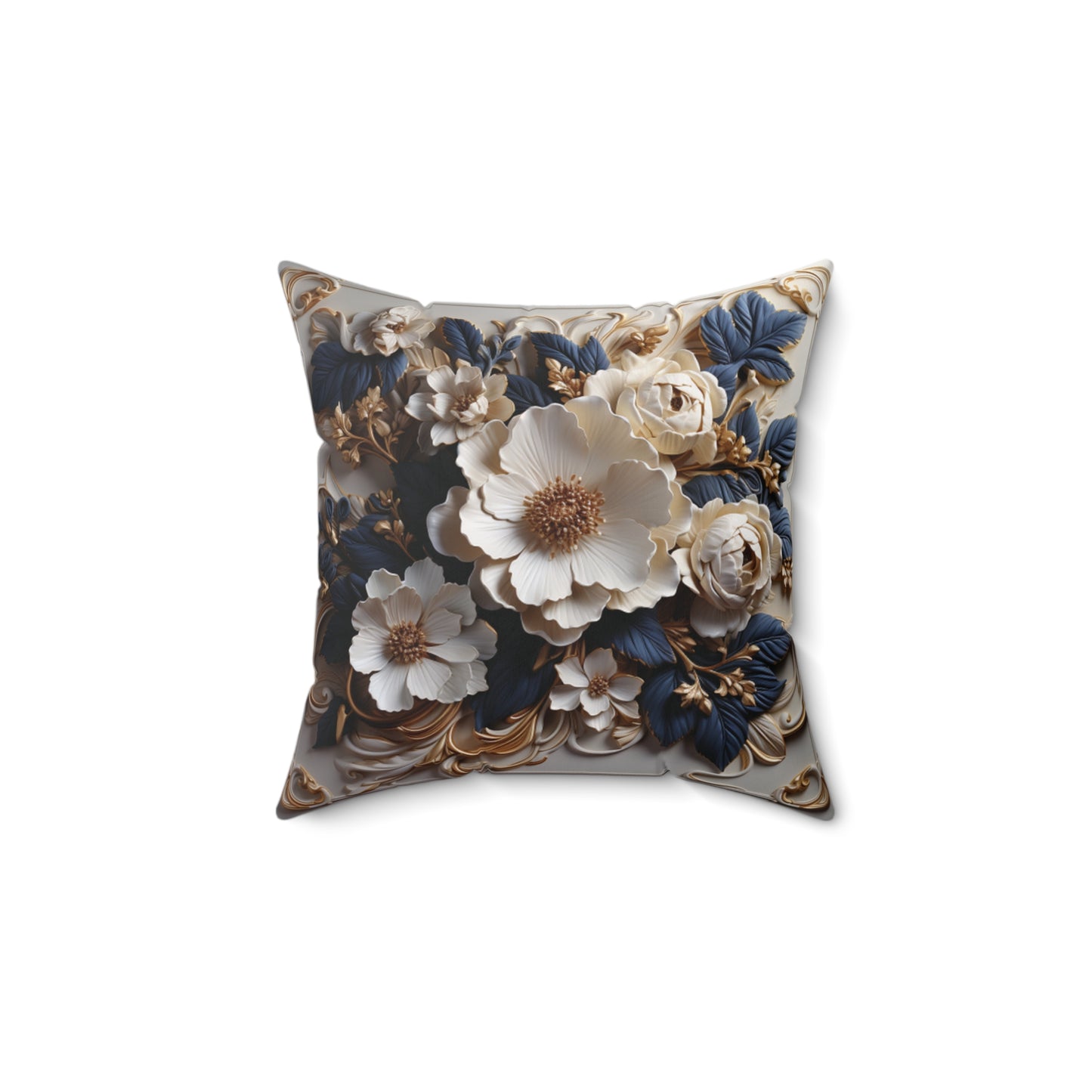 Floral Blossom Faux Suede Square Pillow"