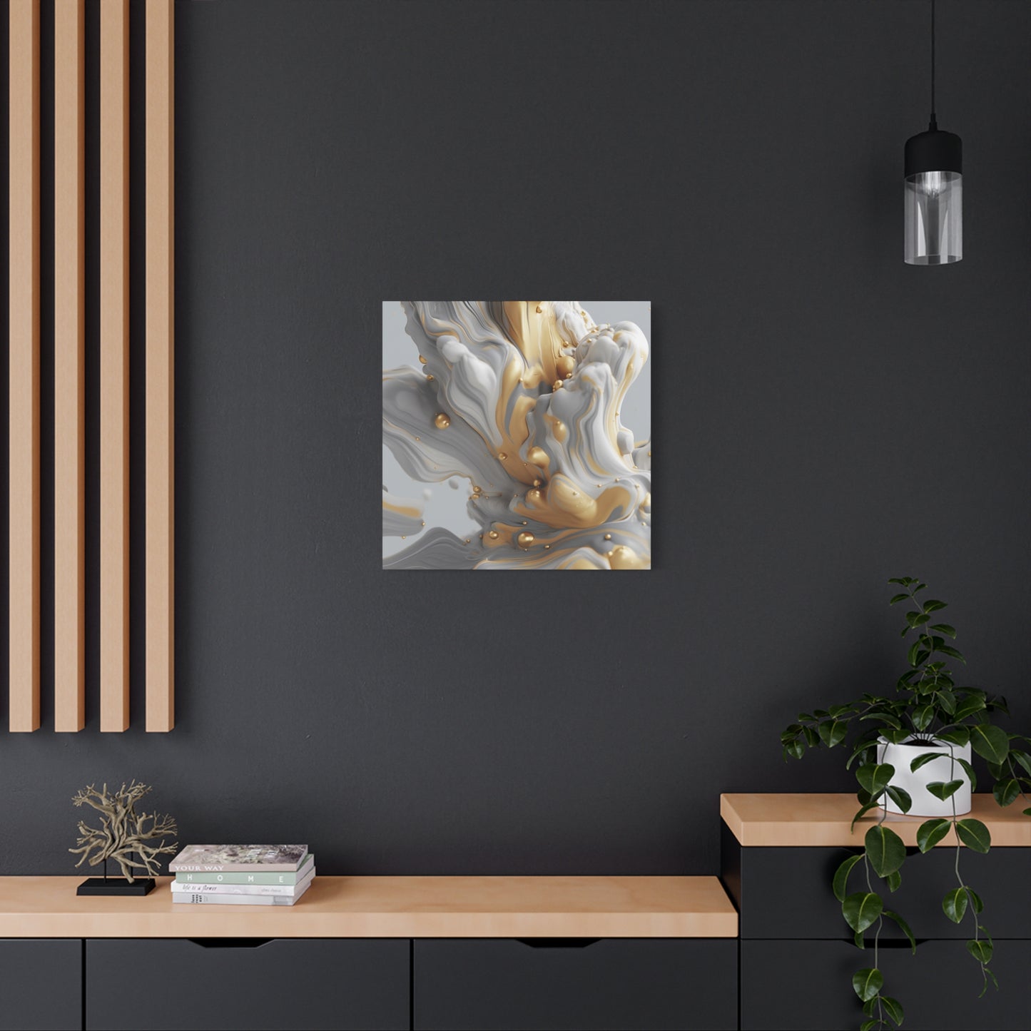 Gold, White, and Gray Liquid Fluid Modern Wall Art - part 2