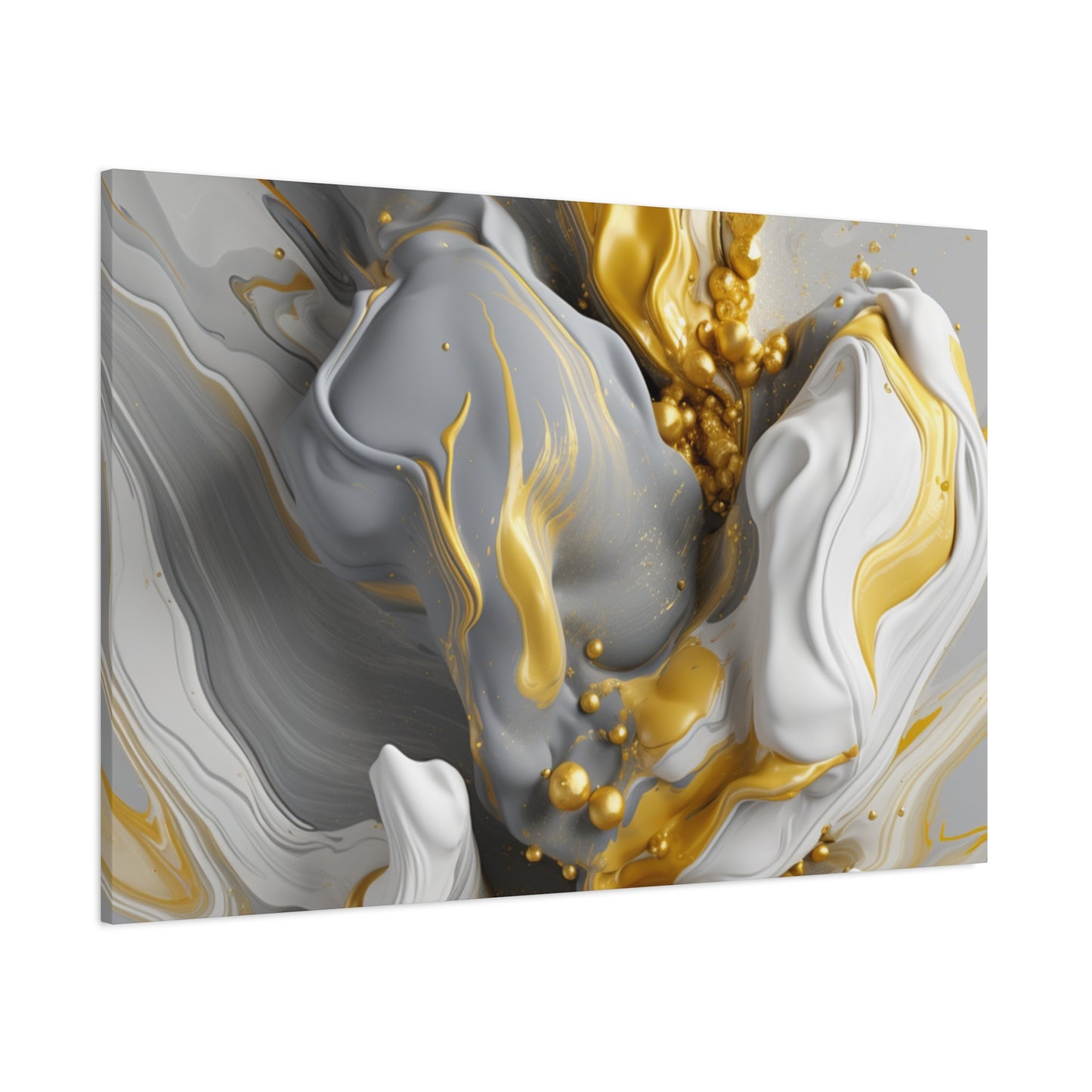 Gold, White, and Gray Liquid Fluid Modern Wall Art- part 2