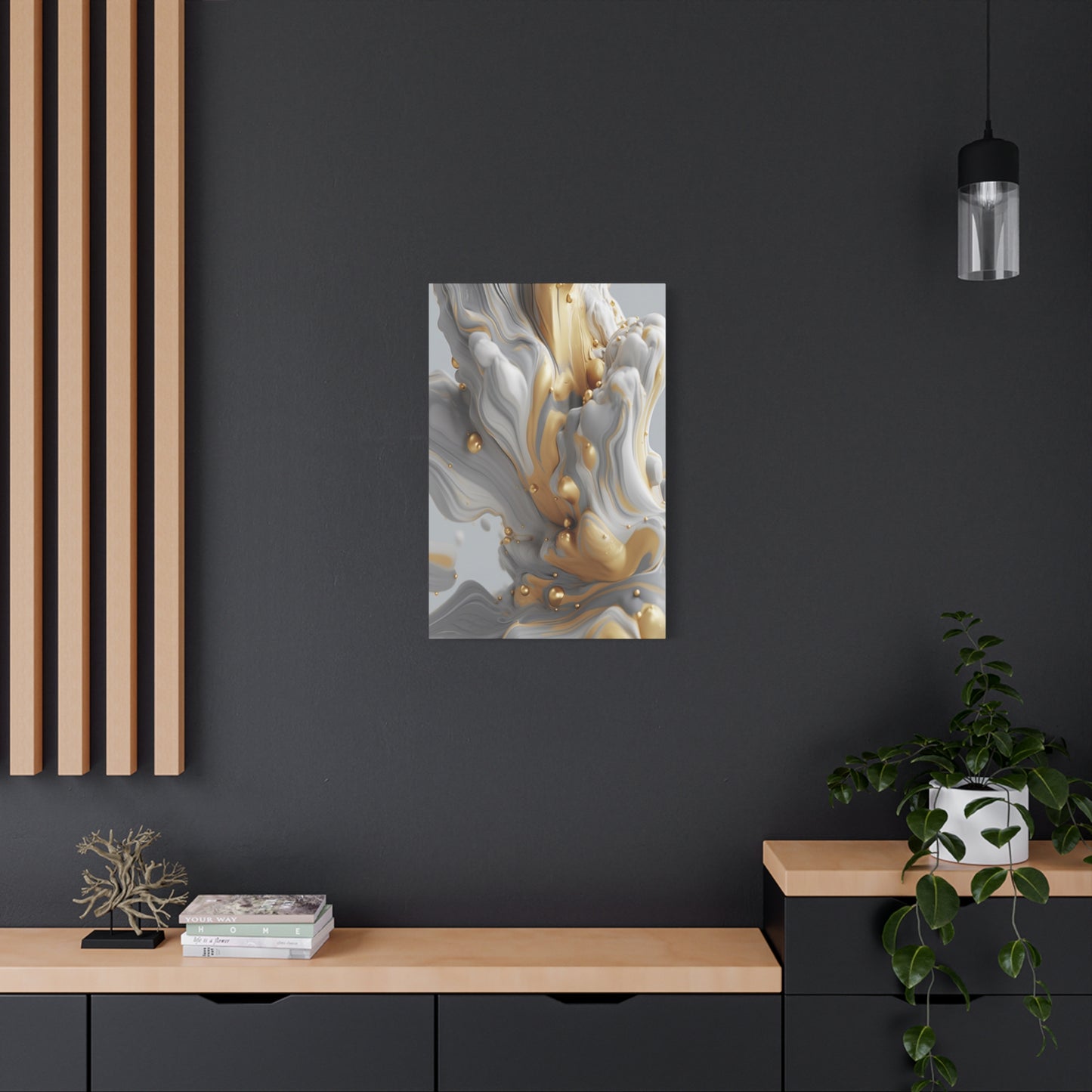 Gold, White, and Gray Liquid Fluid Modern Wall Art - part 2