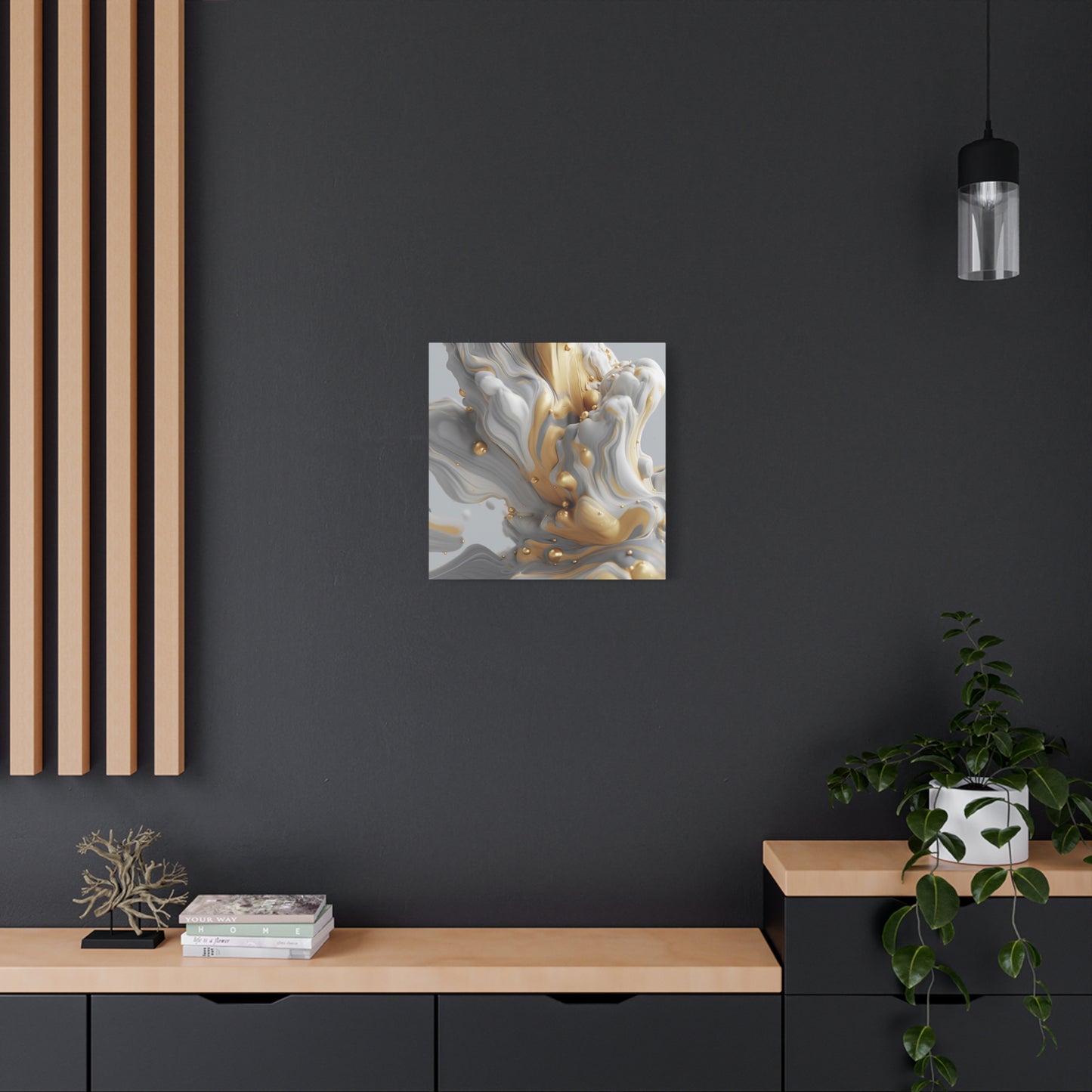 Gold, White, and Gray Liquid Fluid Modern Wall Art - part 2